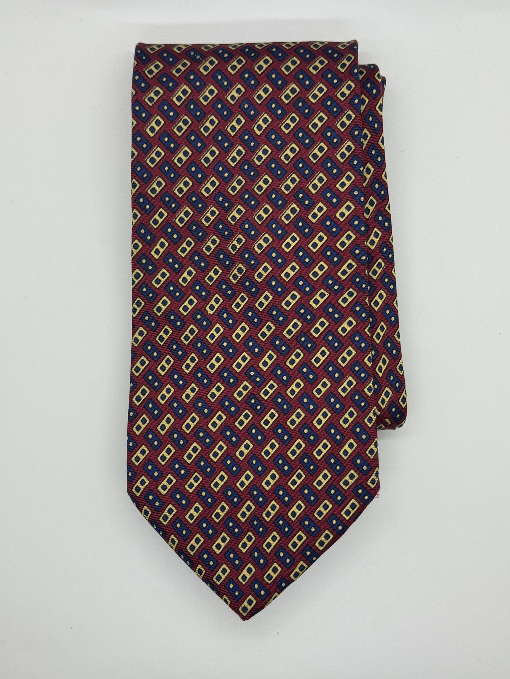Brooks Brothers Burgundy & Gold Geometric Silk Tie