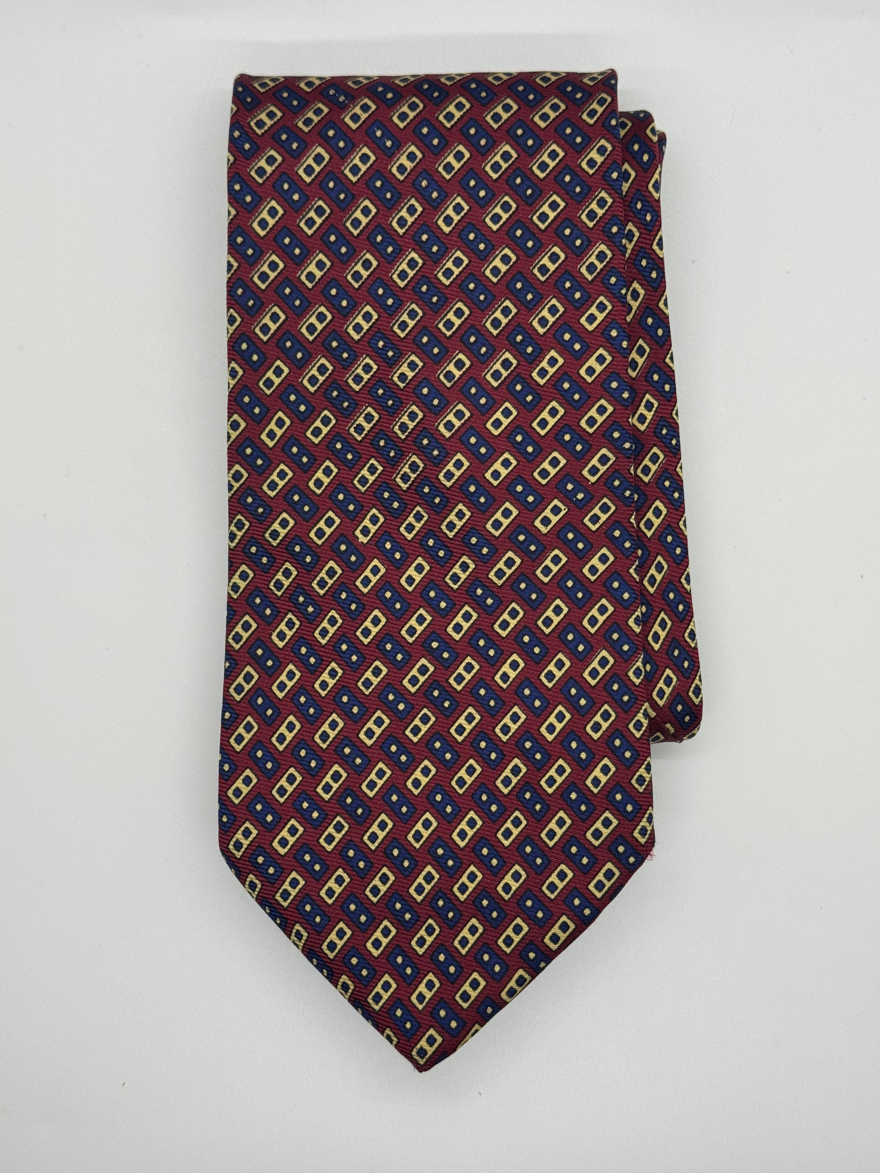 Brooks Brothers Burgundy & Gold Geometric Silk Tie