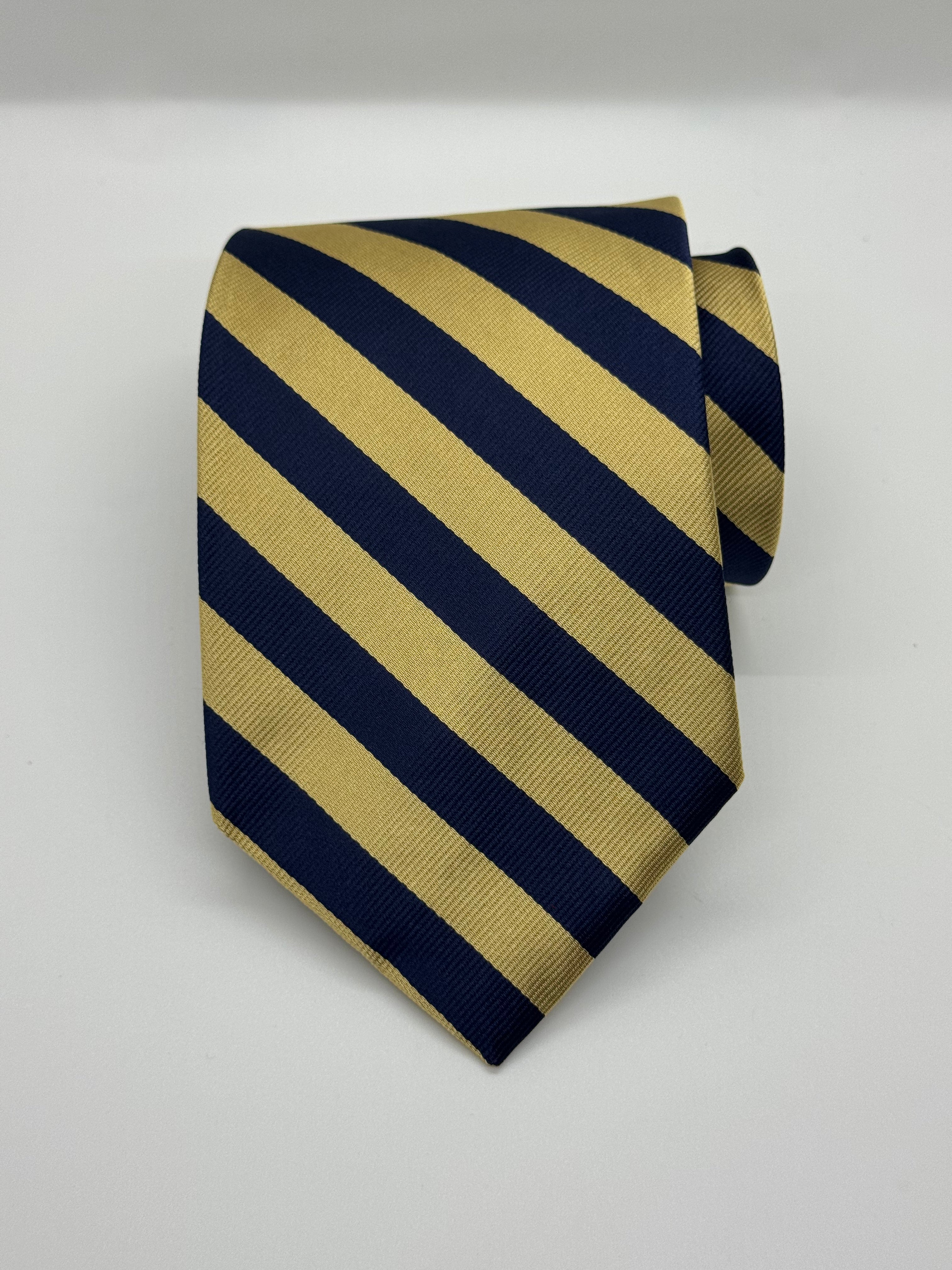Brooks Brothers “346” Gold & Navy Striped Silk Tie