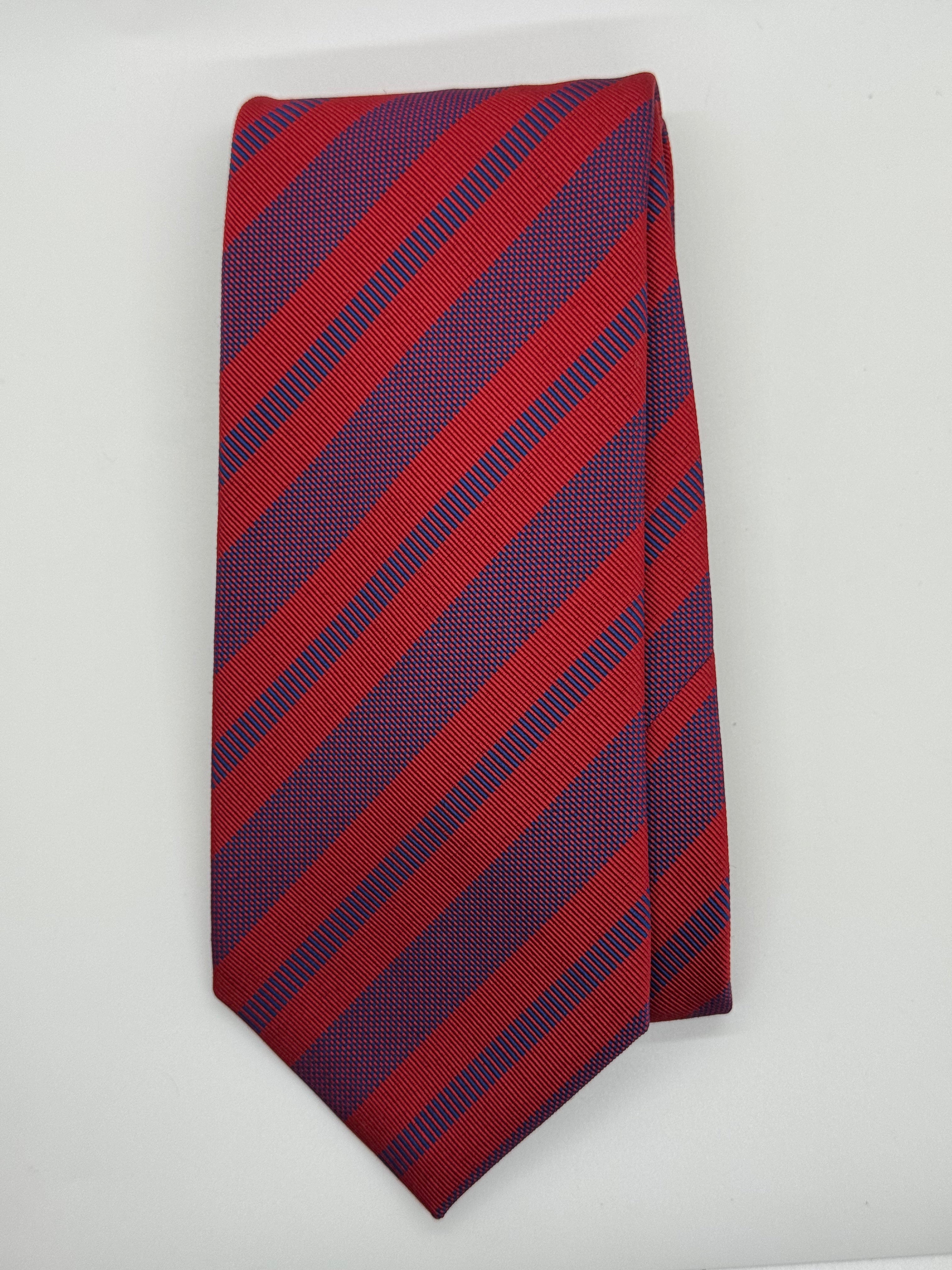 XMI 325 Series Silk Tie – Red & Navy Power Stripe