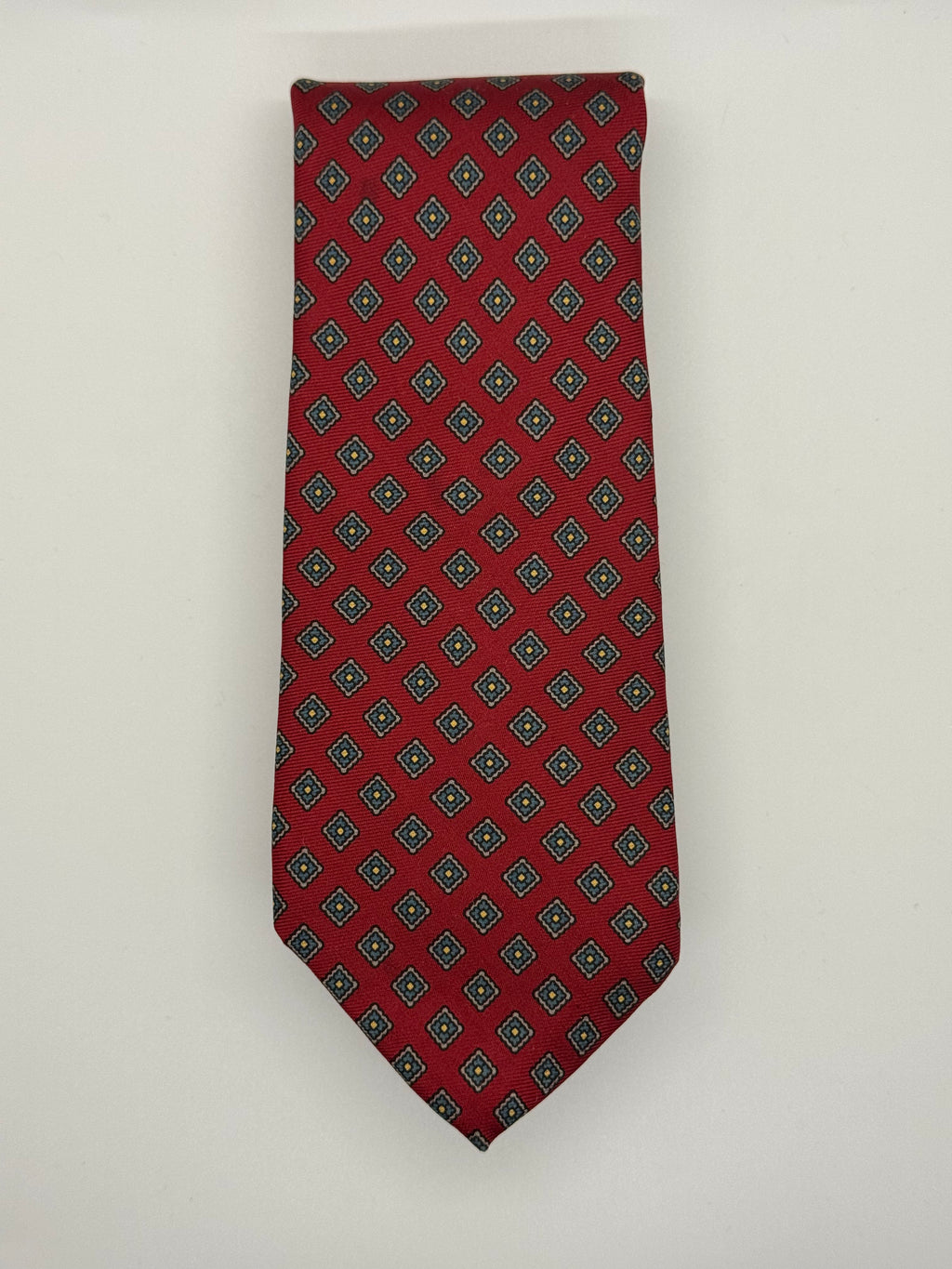 J.G. Hook Red Geometric Medallion Tie