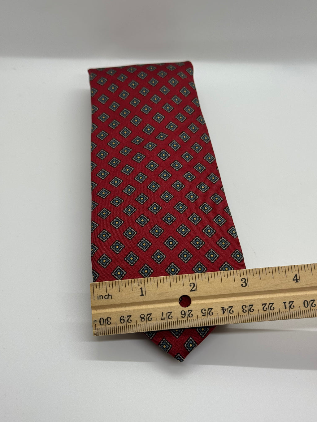 J.G. Hook Red Geometric Medallion Tie