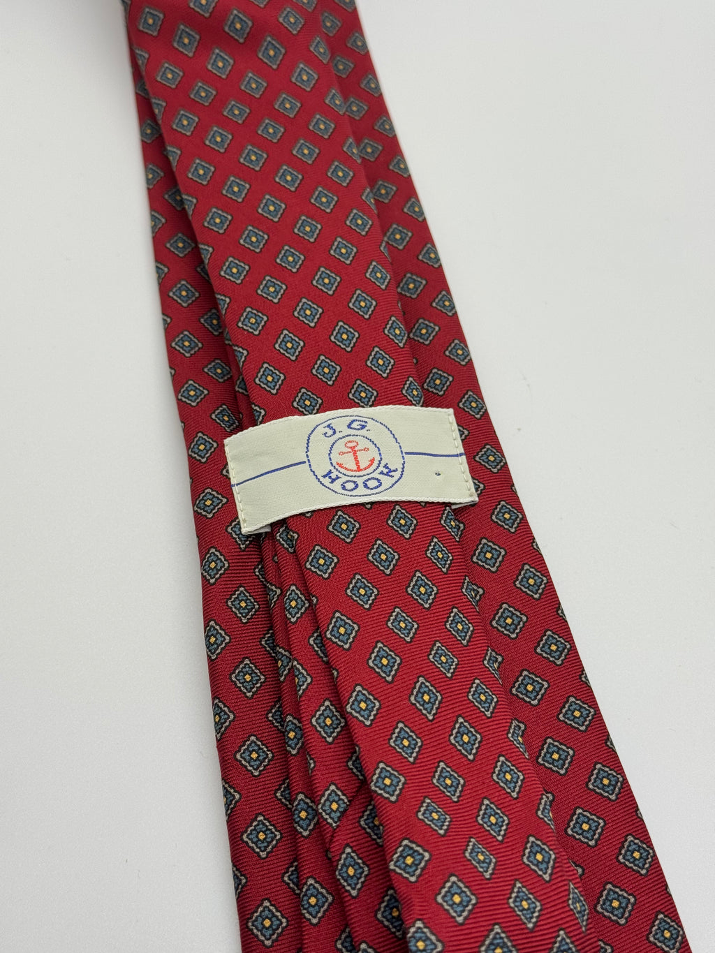 J.G. Hook Red Geometric Medallion Tie