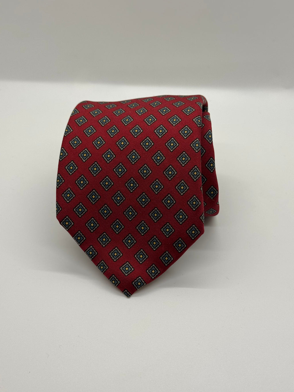 J.G. Hook Red Geometric Medallion Tie