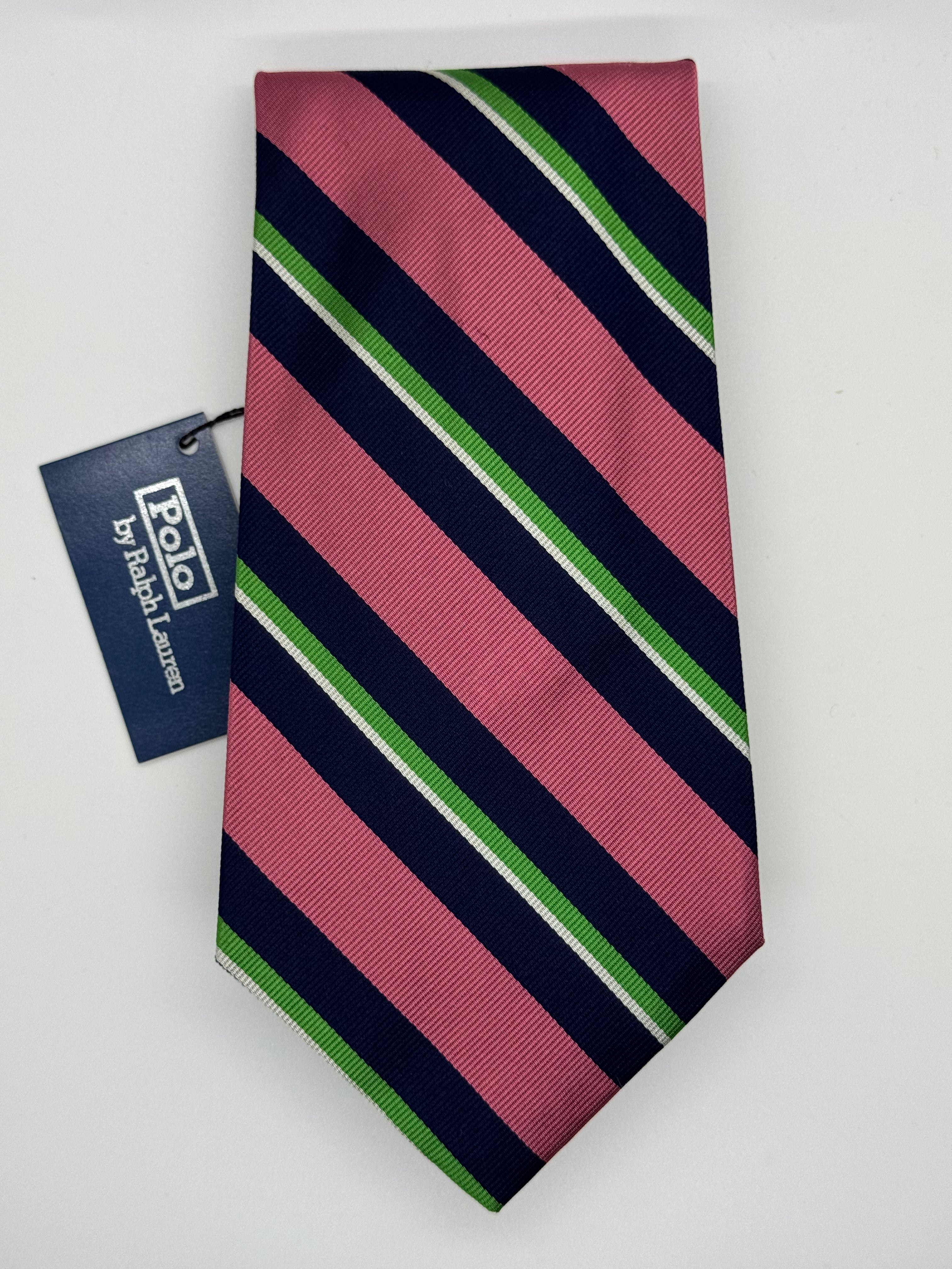 Polo Ralph Lauren Pink & Navy Regimental Stripe Silk Tie