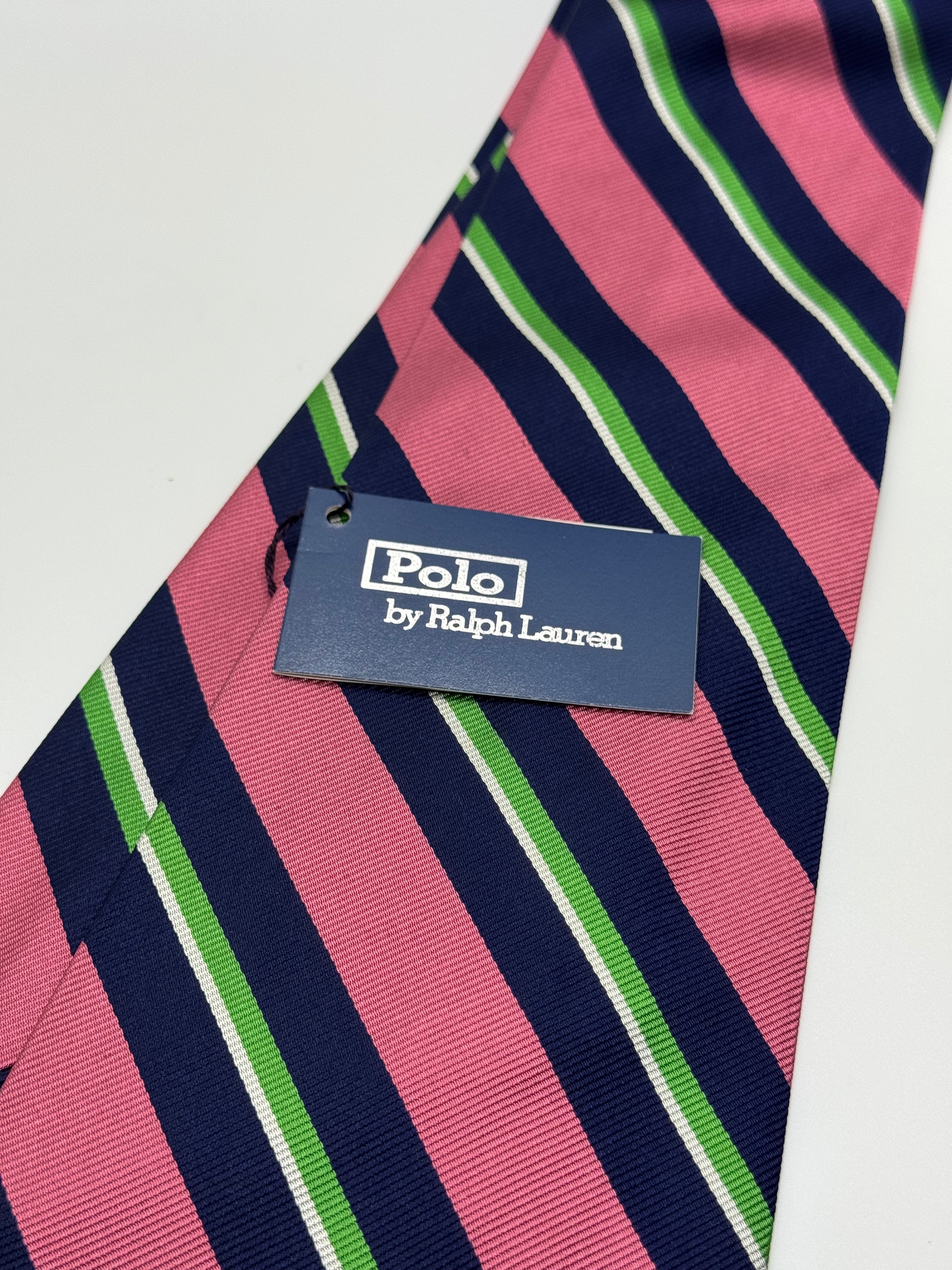Polo Ralph Lauren Pink & Navy Regimental Stripe Silk Tie
