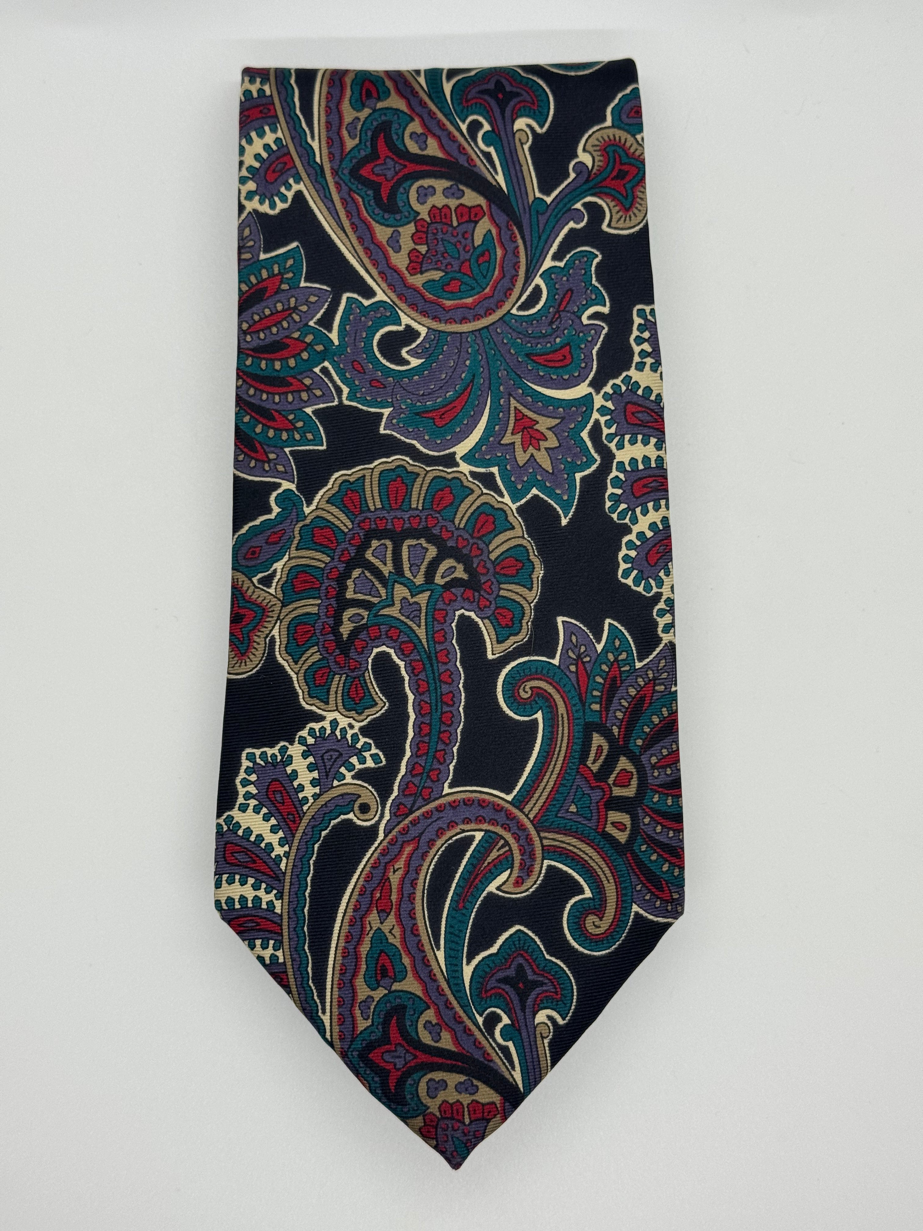 Geoffrey Beene Paisley Silk Tie – Dark Ground Multi-Color