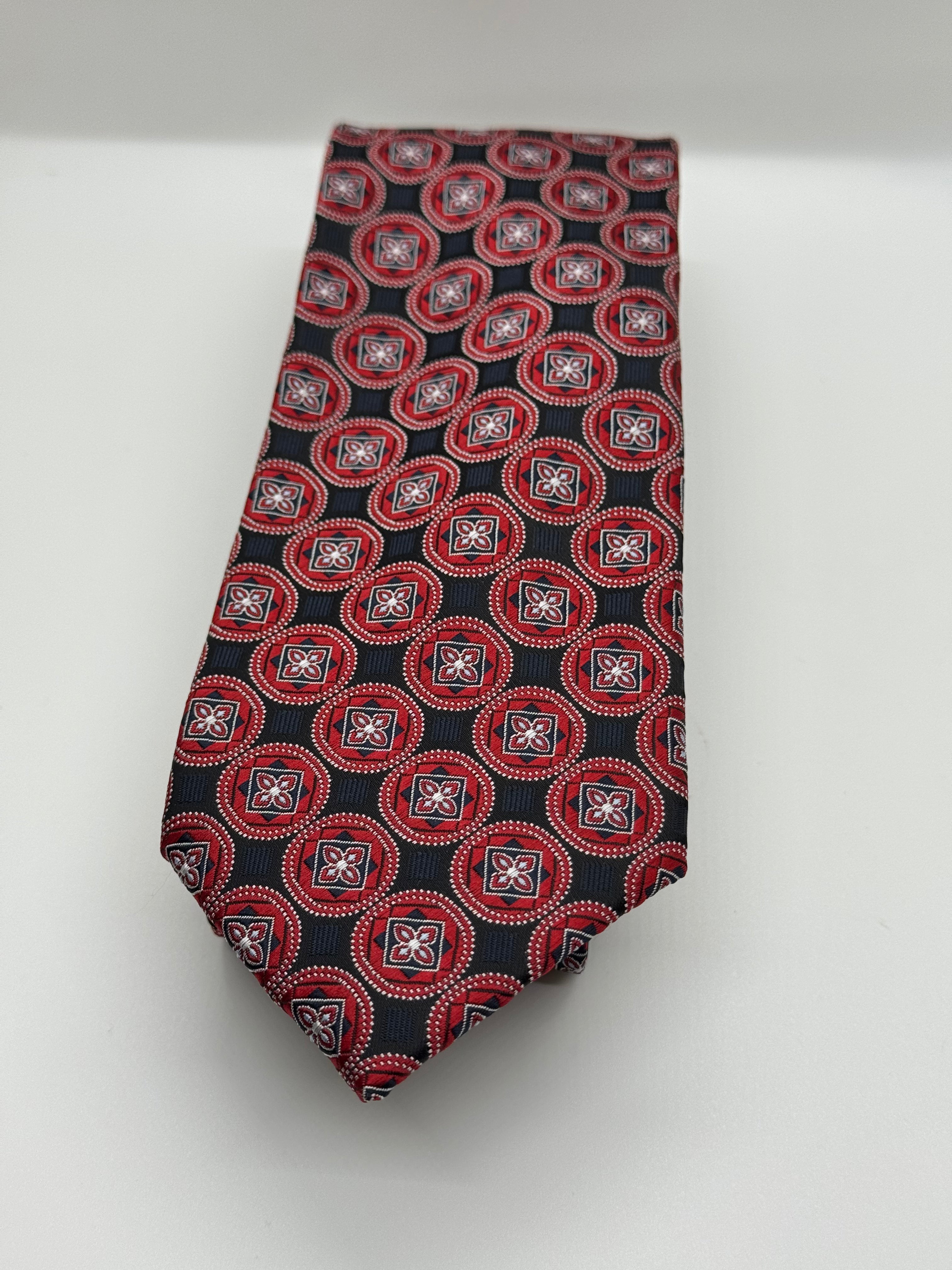 Valerio Garati Medallion Tie – Black & Red