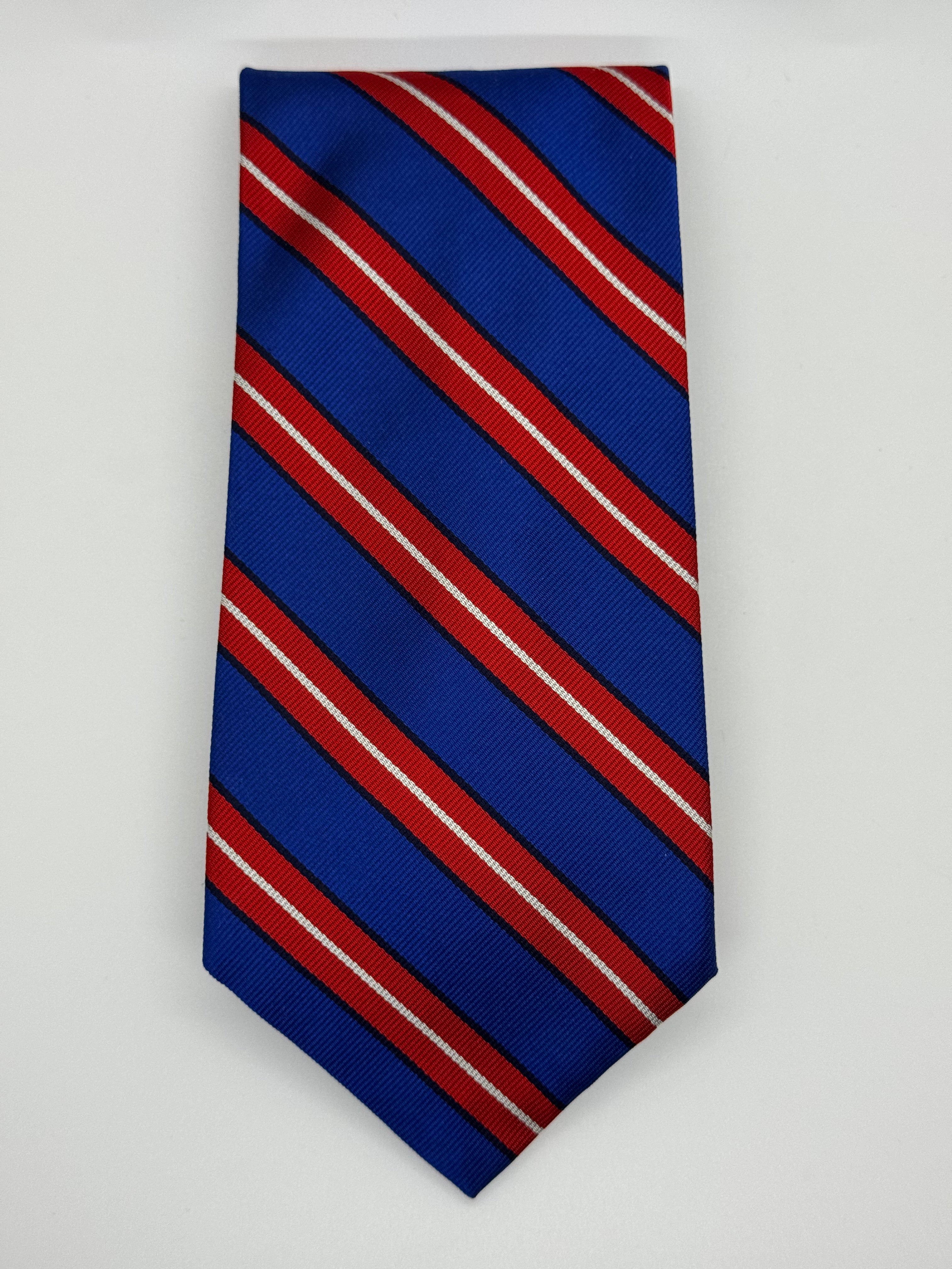 Brooks Brothers Repp Stripe Silk Tie – Royal Blue, Red & White