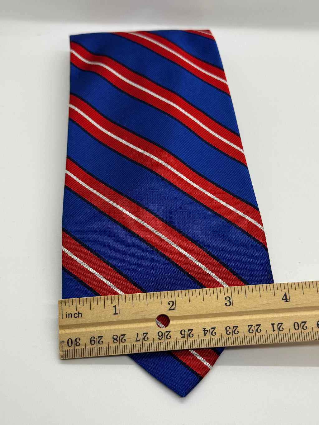 Brooks Brothers Repp Stripe Silk Tie – Royal Blue, Red & White
