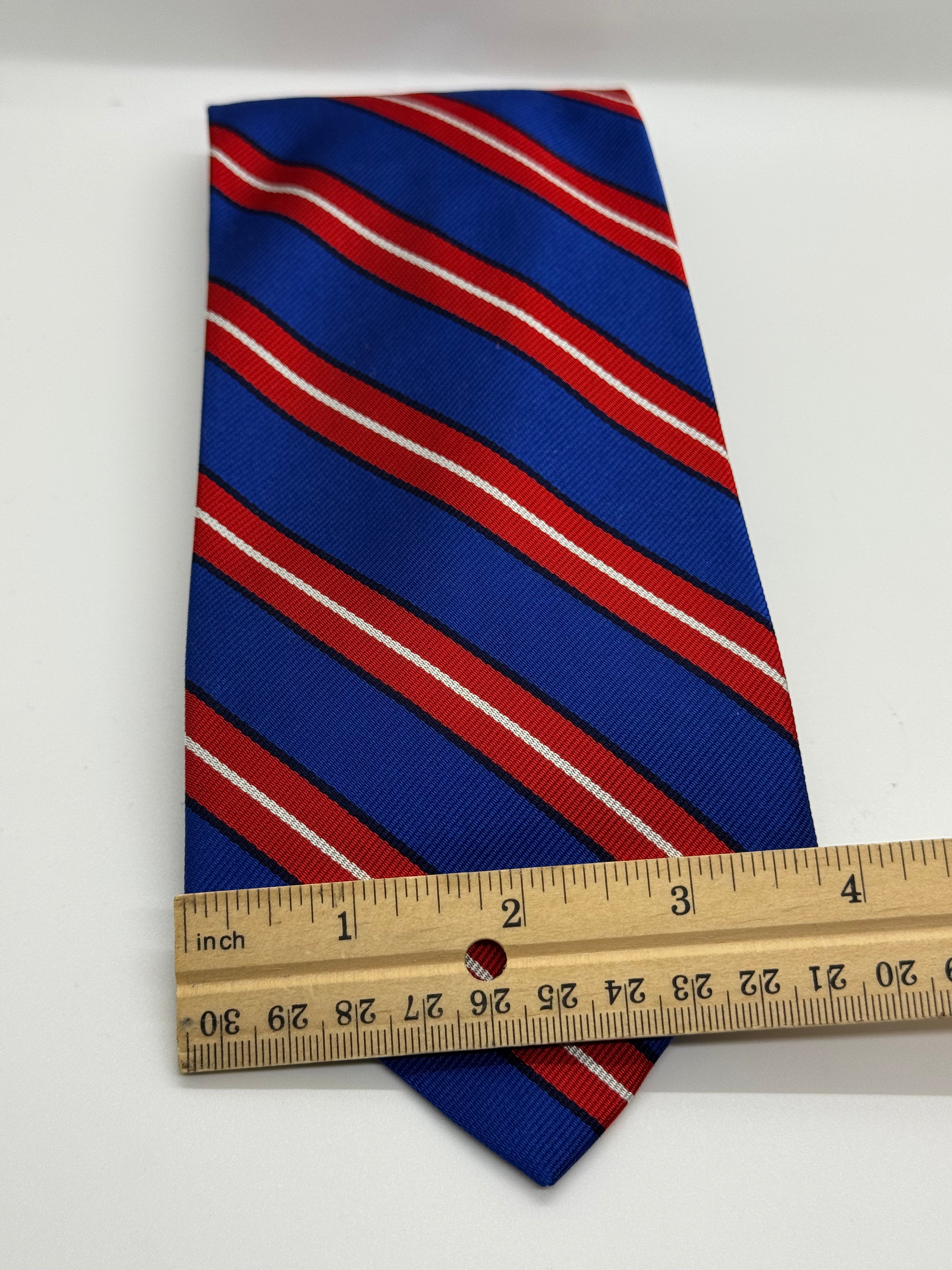 Brooks Brothers Repp Stripe Silk Tie – Royal Blue, Red & White