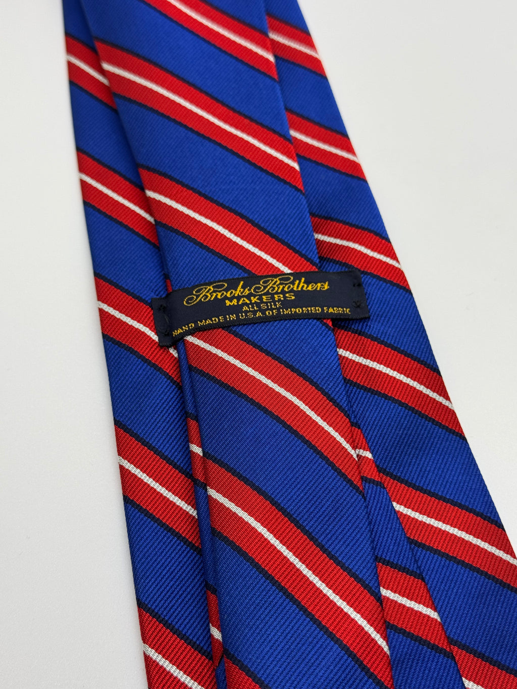 Brooks Brothers Repp Stripe Silk Tie – Royal Blue, Red & White