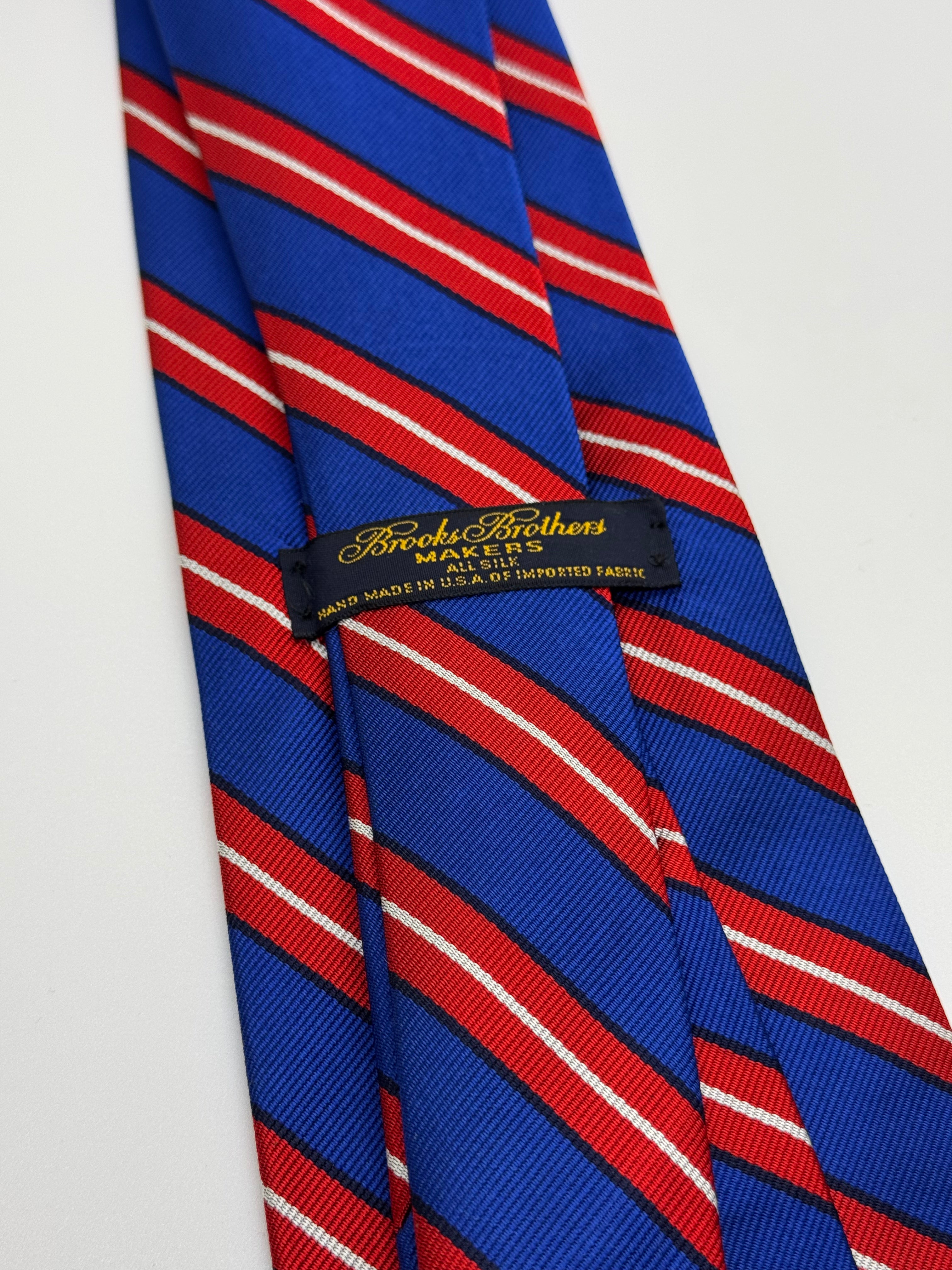 Brooks Brothers Repp Stripe Silk Tie – Royal Blue, Red & White