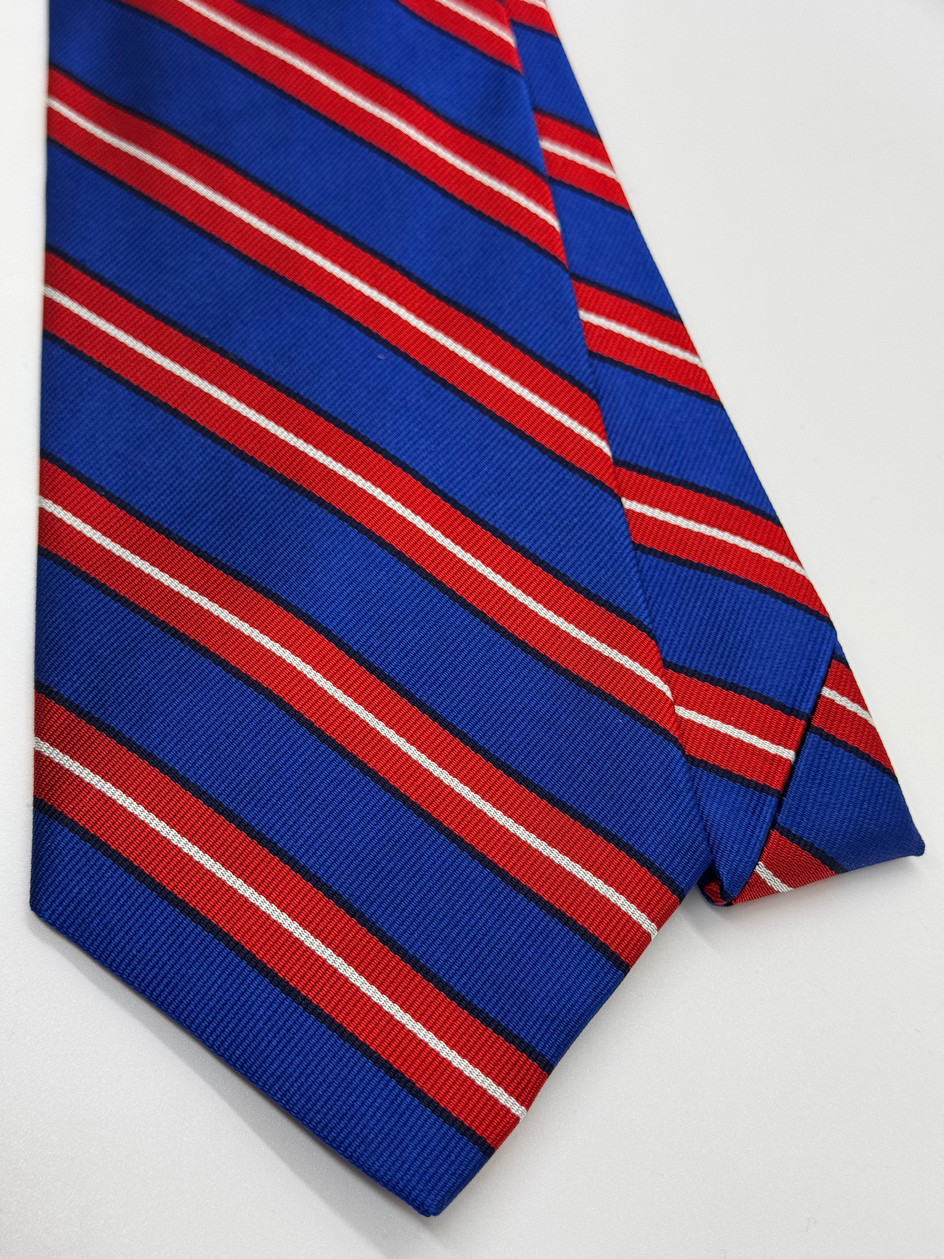 Brooks Brothers Repp Stripe Silk Tie – Royal Blue, Red & White