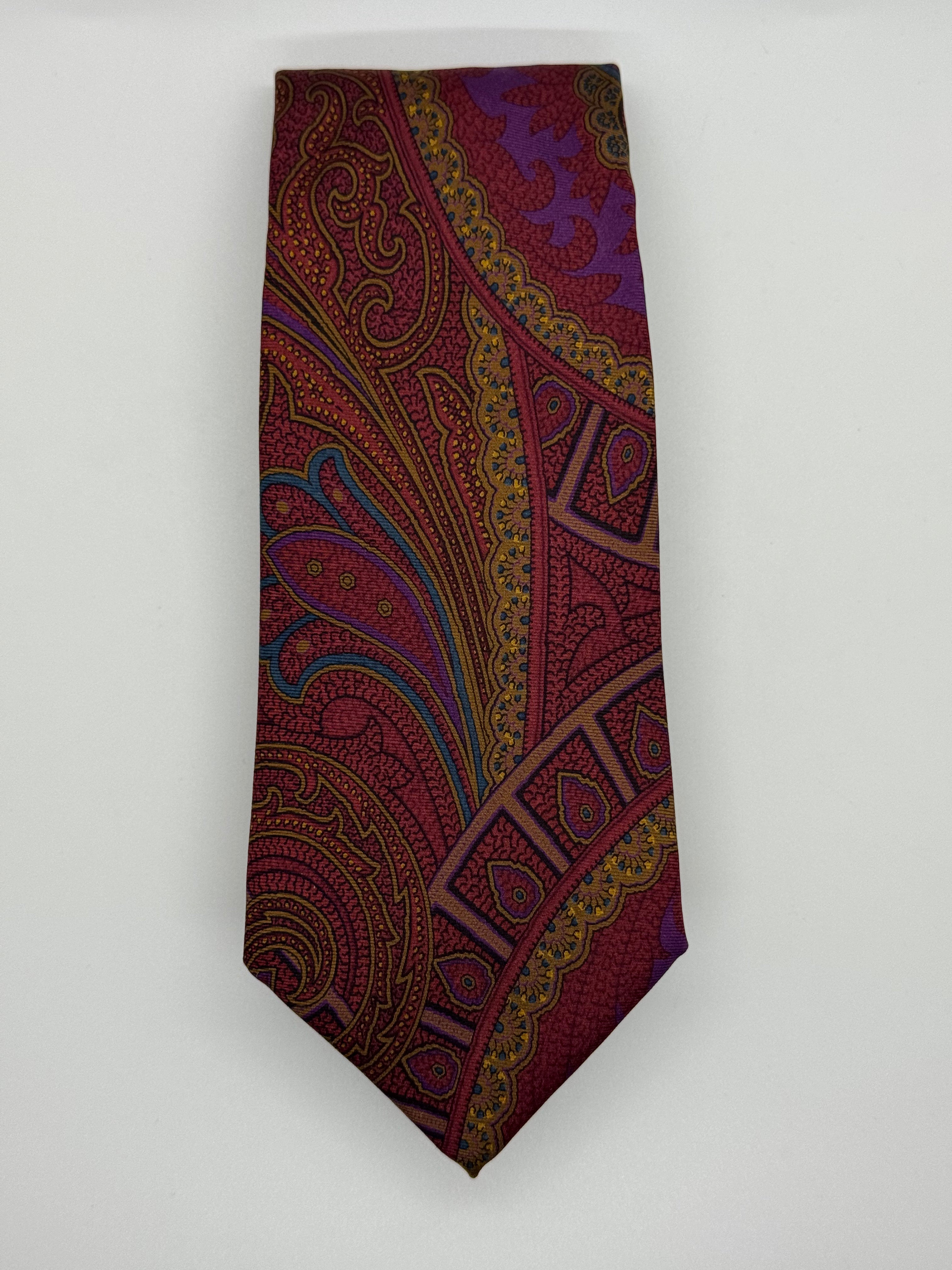 Jos. A. Bank Executive Collection Paisley Silk Tie – Burgundy, Purple & Gold