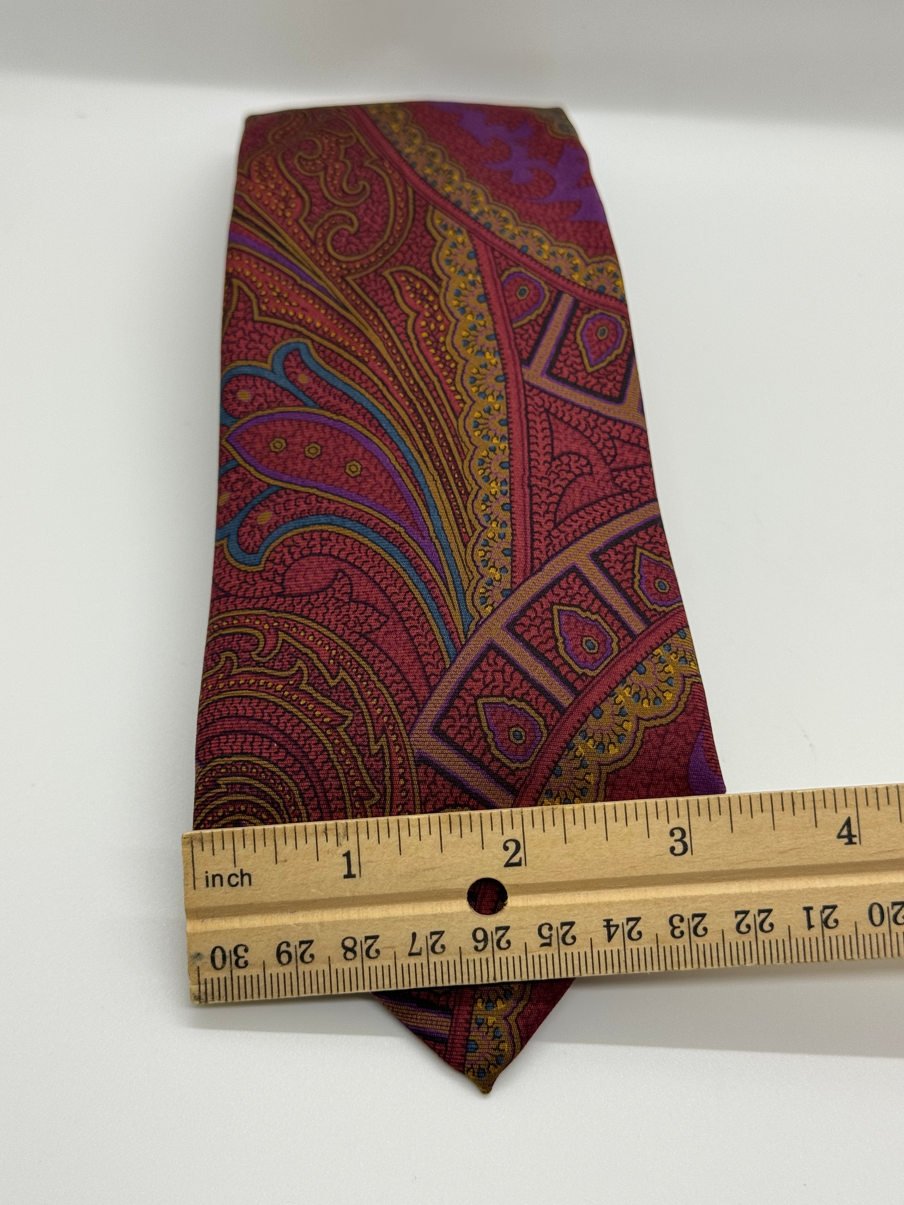 Jos. A. Bank Executive Collection Paisley Silk Tie – Burgundy, Purple & Gold