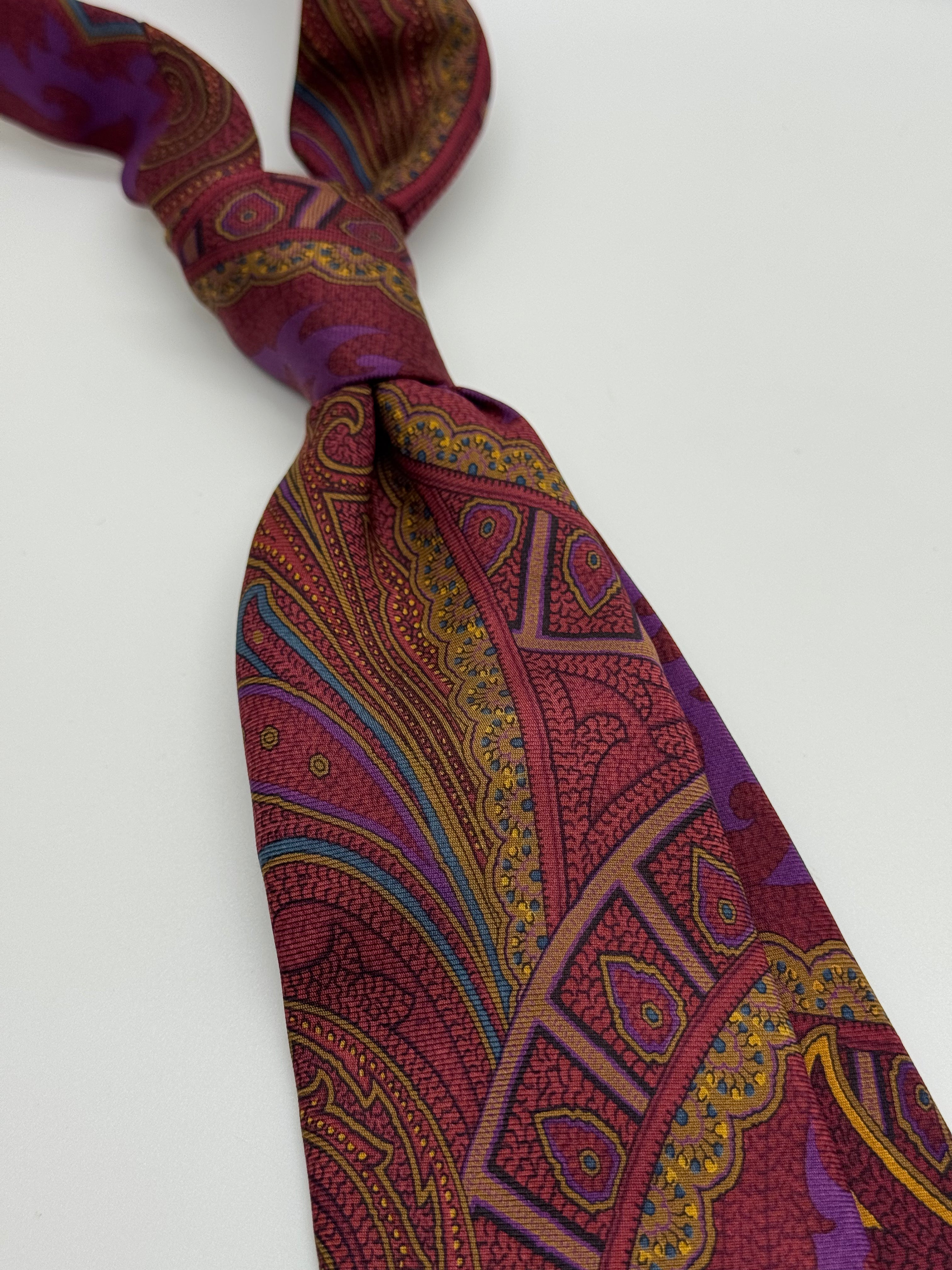 Jos. A. Bank Executive Collection Paisley Silk Tie – Burgundy, Purple & Gold