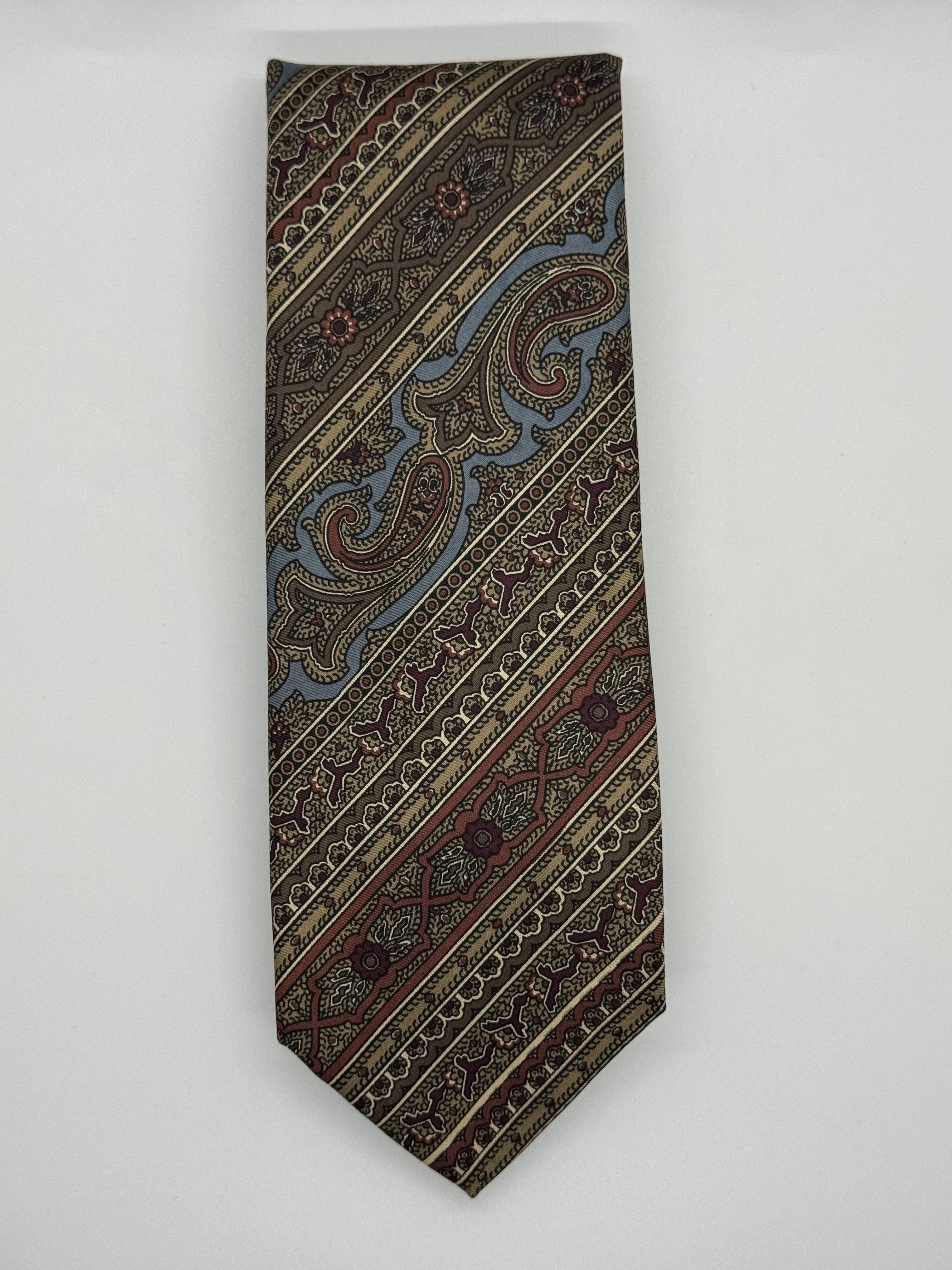 Robert Talbott for Levy’s Nashville Hand-Sewn Paisley Silk Tie – Blue, Olive & Burgundy