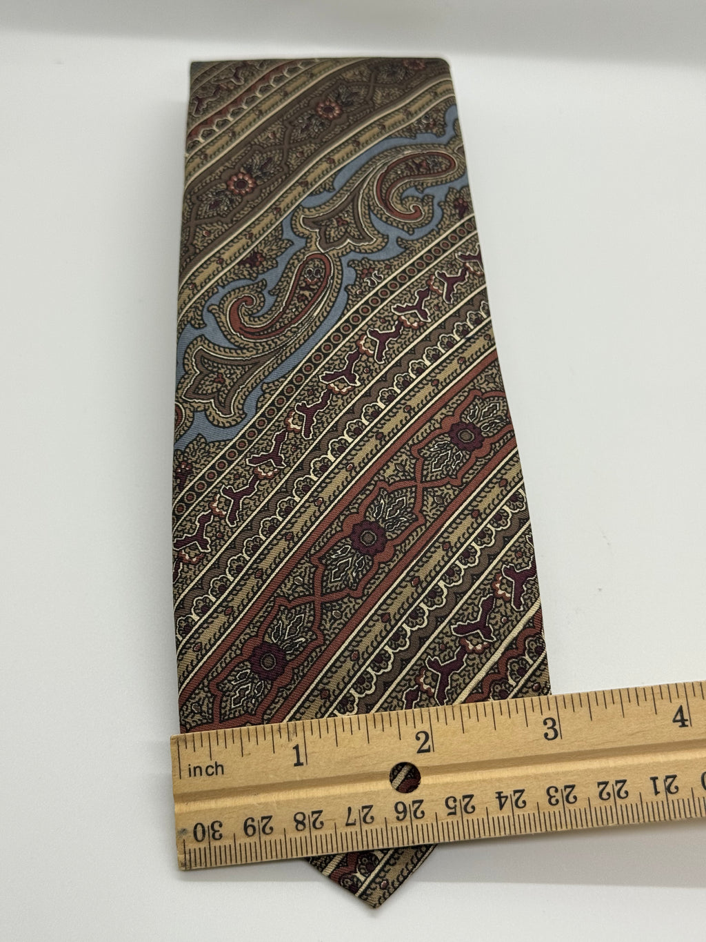 Robert Talbott for Levy’s Nashville Hand-Sewn Paisley Silk Tie – Blue, Olive & Burgundy