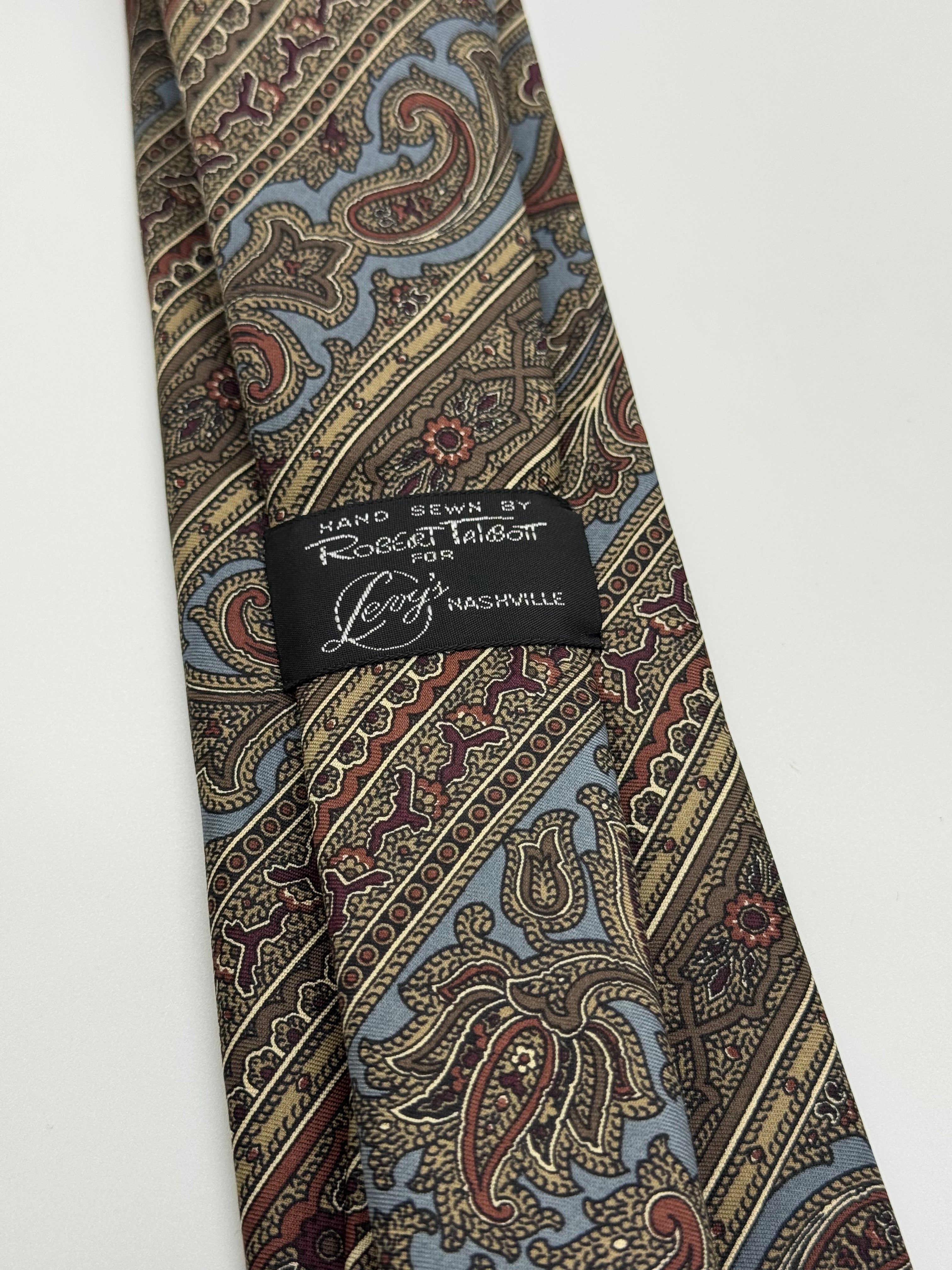 Robert Talbott for Levy’s Nashville Hand-Sewn Paisley Silk Tie – Blue, Olive & Burgundy