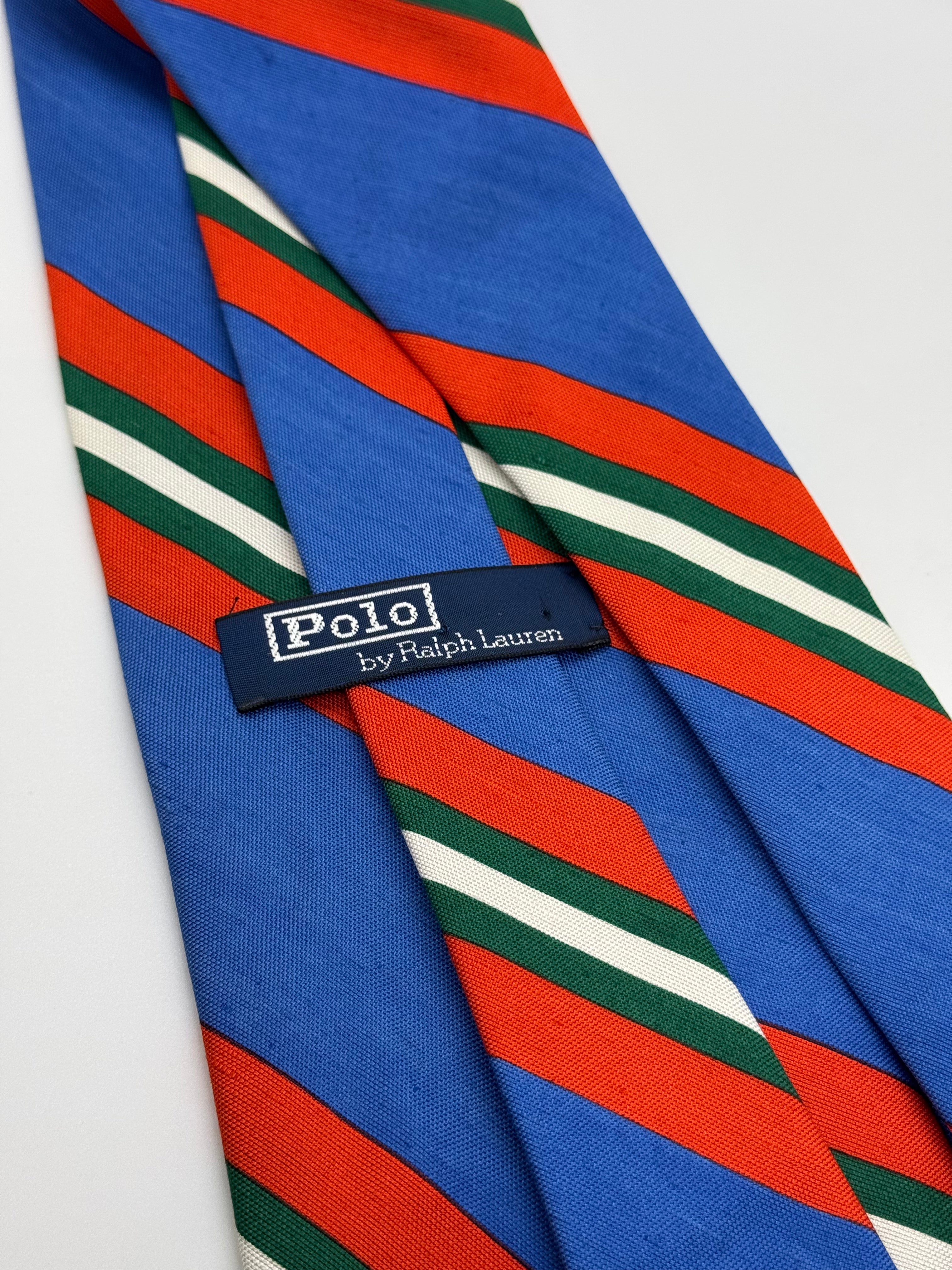 Polo Ralph Lauren Vintage Blue Repp Stripe Silk Tie