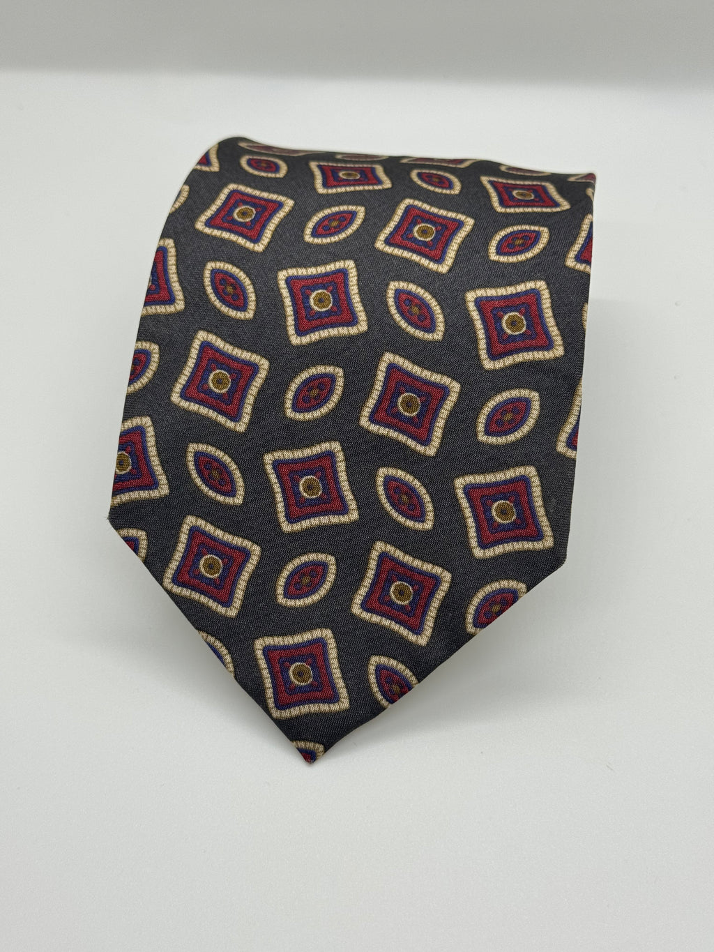 Neil Martin Gray Geometric Medallion Silk Tie