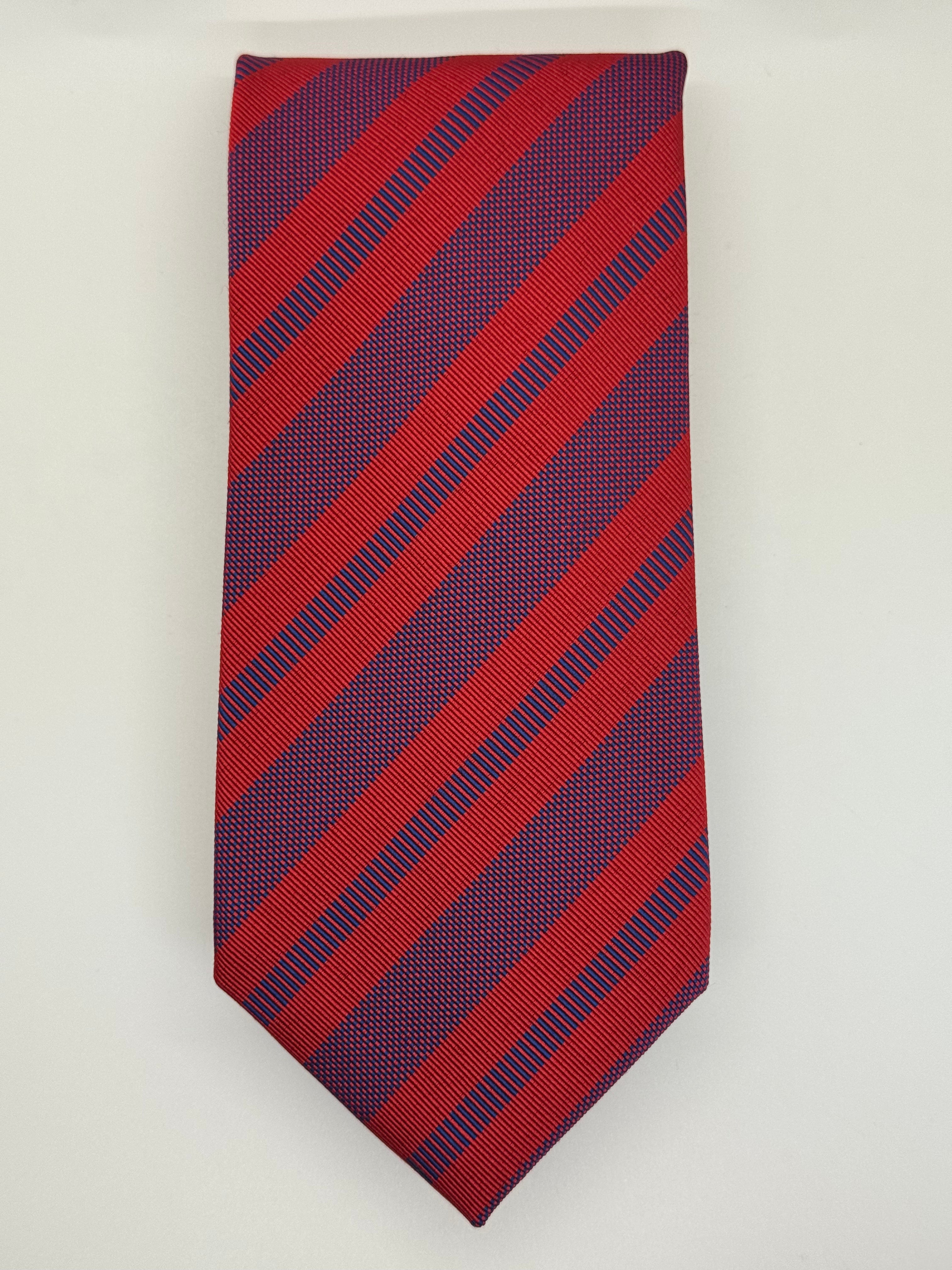 XMI 325 Series Silk Tie – Red & Navy Power Stripe