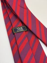 Load image into Gallery viewer, XMI 325 Series Silk Tie – Red &amp; Navy Power Stripe
