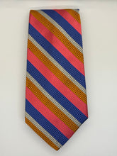 Load image into Gallery viewer, Robert Talbott “Best of Class” Silk Tie – Pink, Orange, Navy &amp; Silver Stripe
