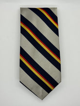 Load image into Gallery viewer, Robert Talbott for Nordstrom Silk Tie – Grey with Navy, Red &amp; Yellow Stripes
