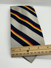 Load image into Gallery viewer, Robert Talbott for Nordstrom Silk Tie – Grey with Navy, Red &amp; Yellow Stripes
