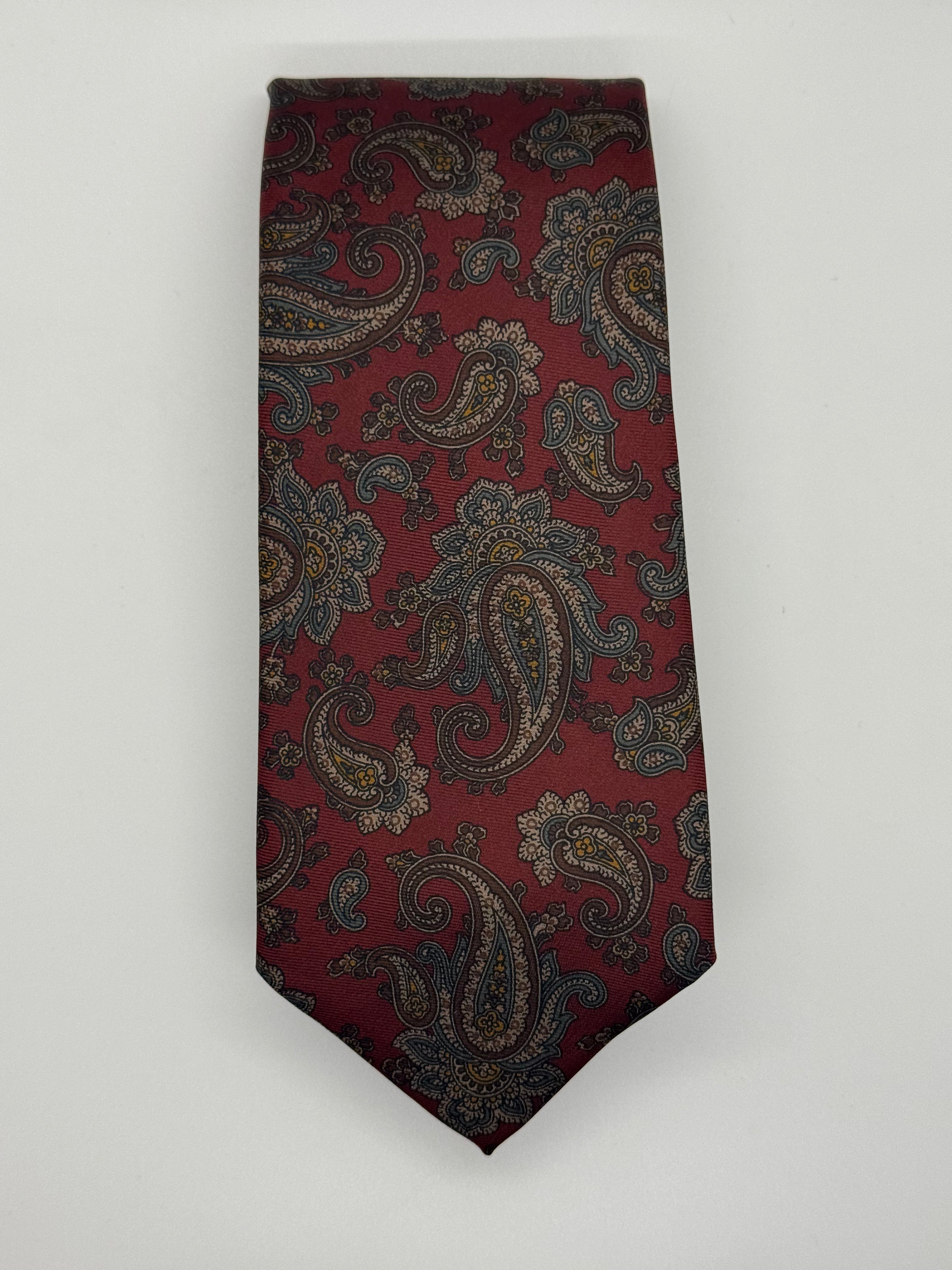Burgundy Paisley Silk Tie – Robert Talbott for Levi’s (Hand Sewn)