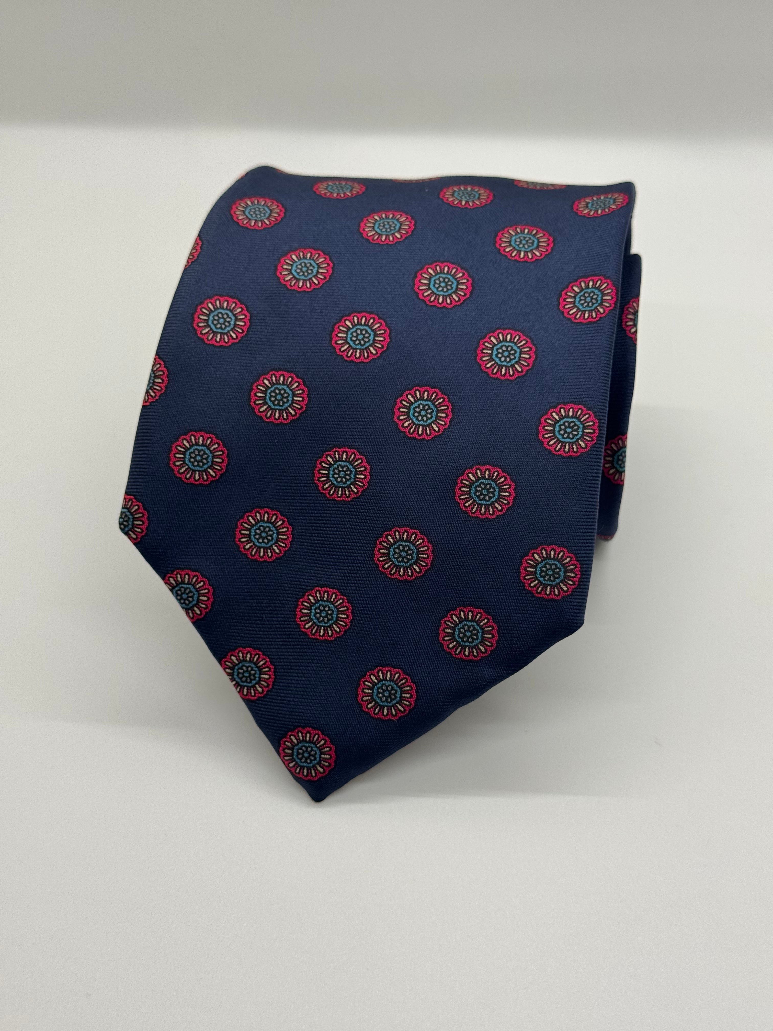 Navy Medallion Silk Tie – Bert Pulitzer (All Silk)