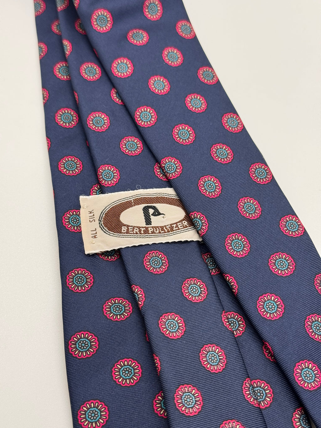 Navy Medallion Silk Tie – Bert Pulitzer (All Silk)