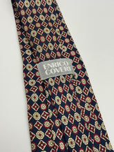 Load image into Gallery viewer, Enrico Coveri – Navy &amp; Red Medallion Silk Tie
