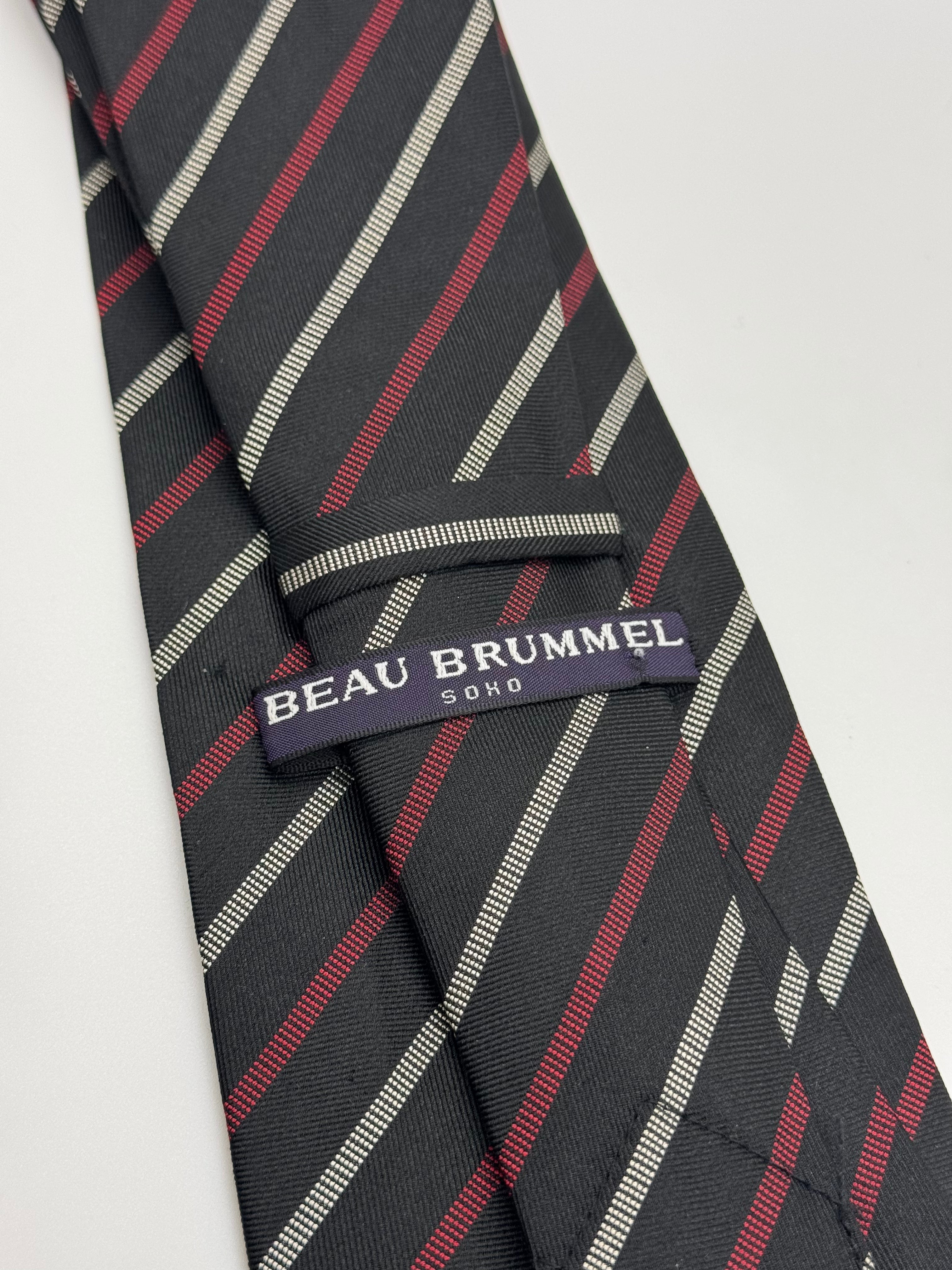 Beau Brummel Soho Black & Burgundy Stripe Tie
