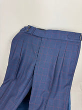 Load image into Gallery viewer, TravelingTieGuy Blue Windowpane Check Suit – Size 40R Jacket / 34R Trousers
