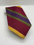 NWT I. Magnin Burgundy Multicolor Striped Tie