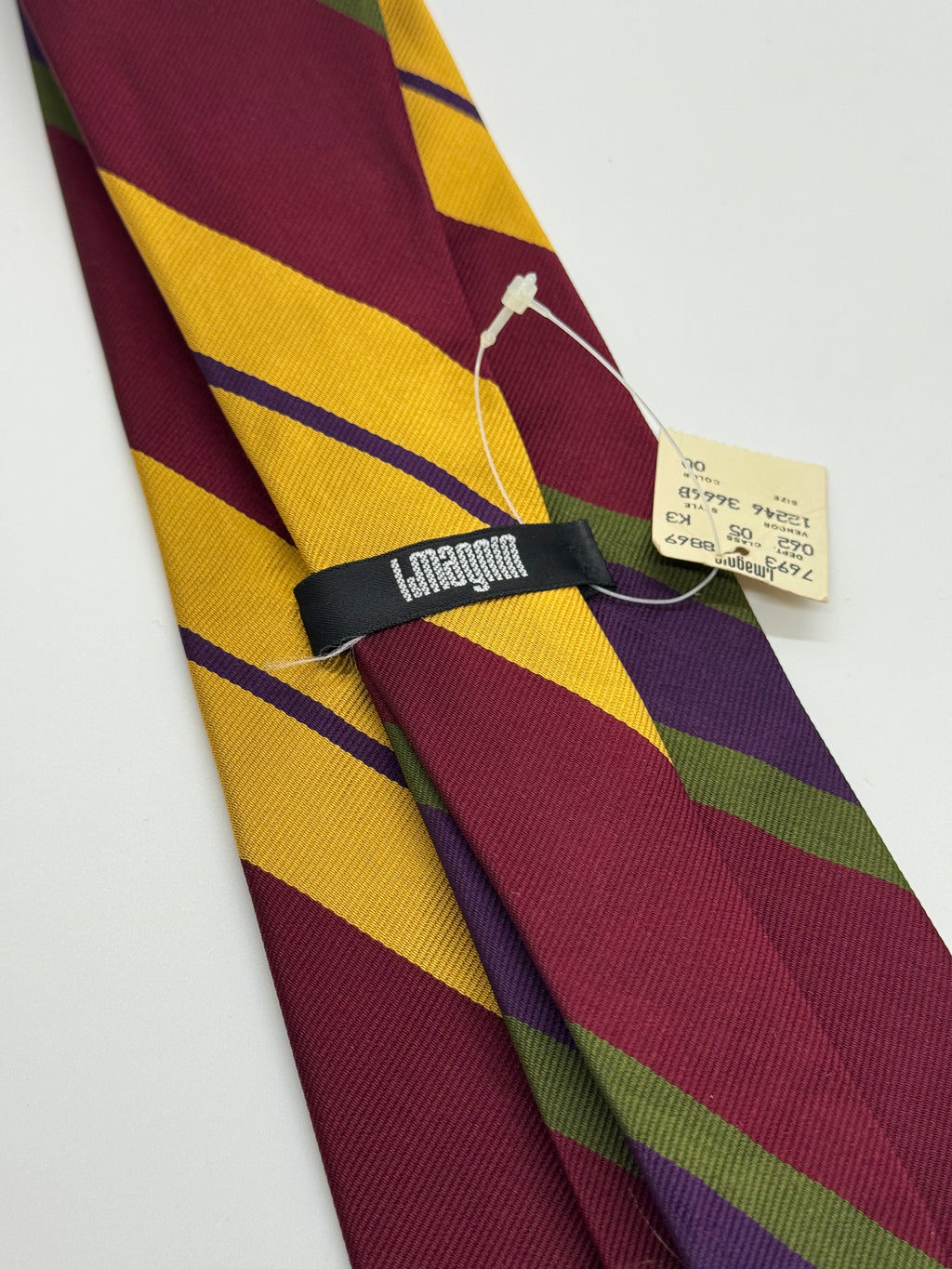 NWT I. Magnin Burgundy Multicolor Striped Tie