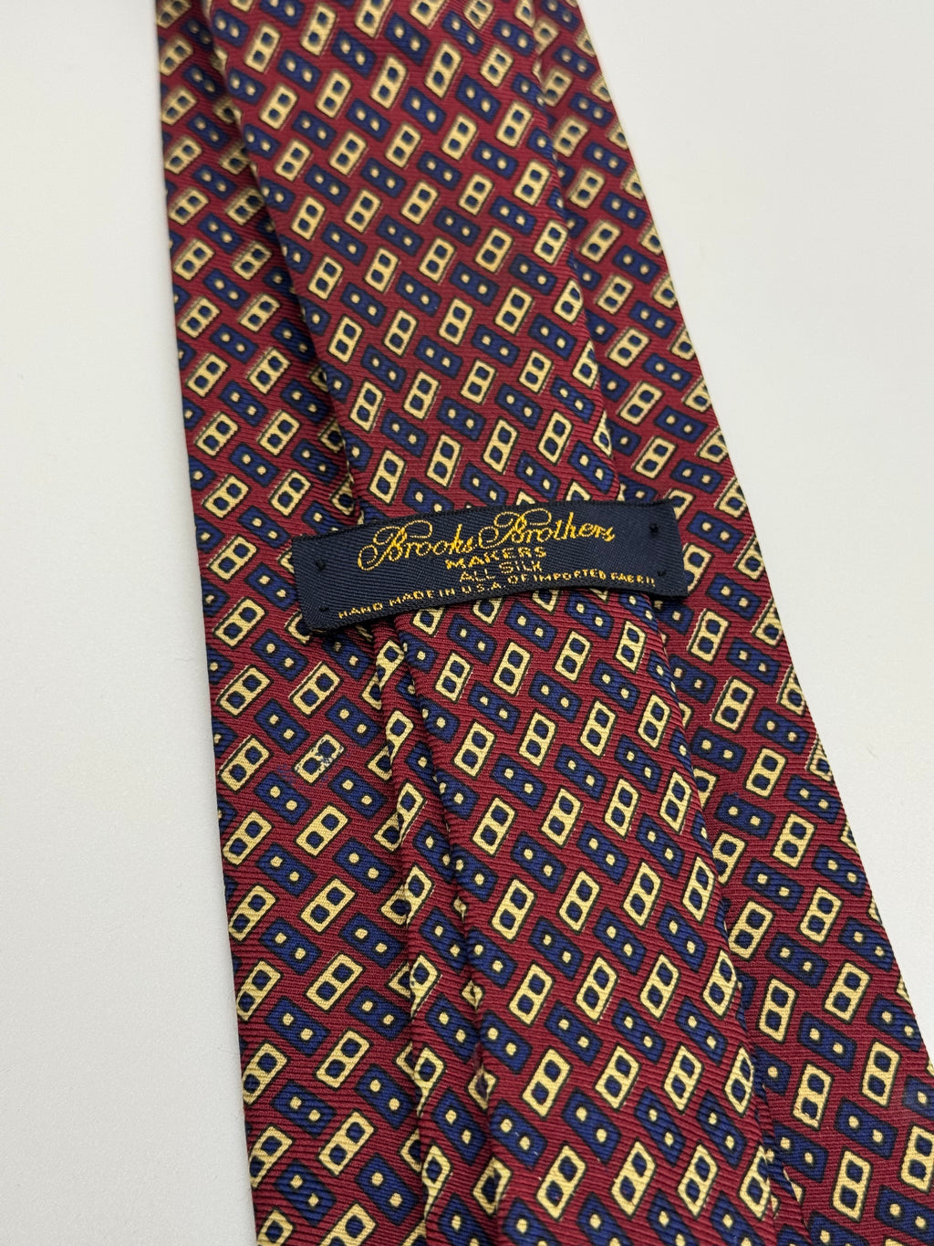 Brooks Brothers Burgundy & Gold Geometric Silk Tie