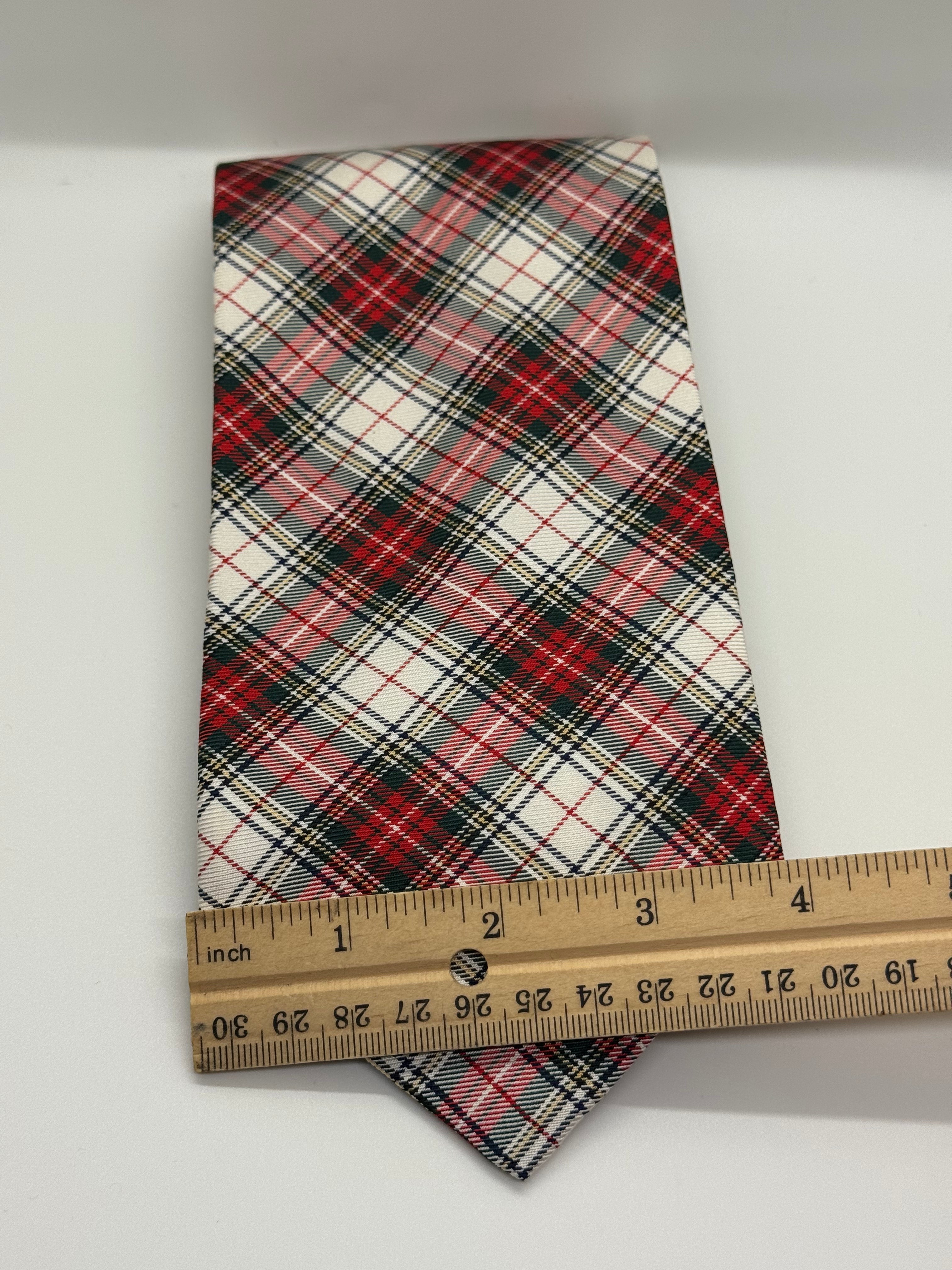 Faconnable Red Tartan Plaid Tie