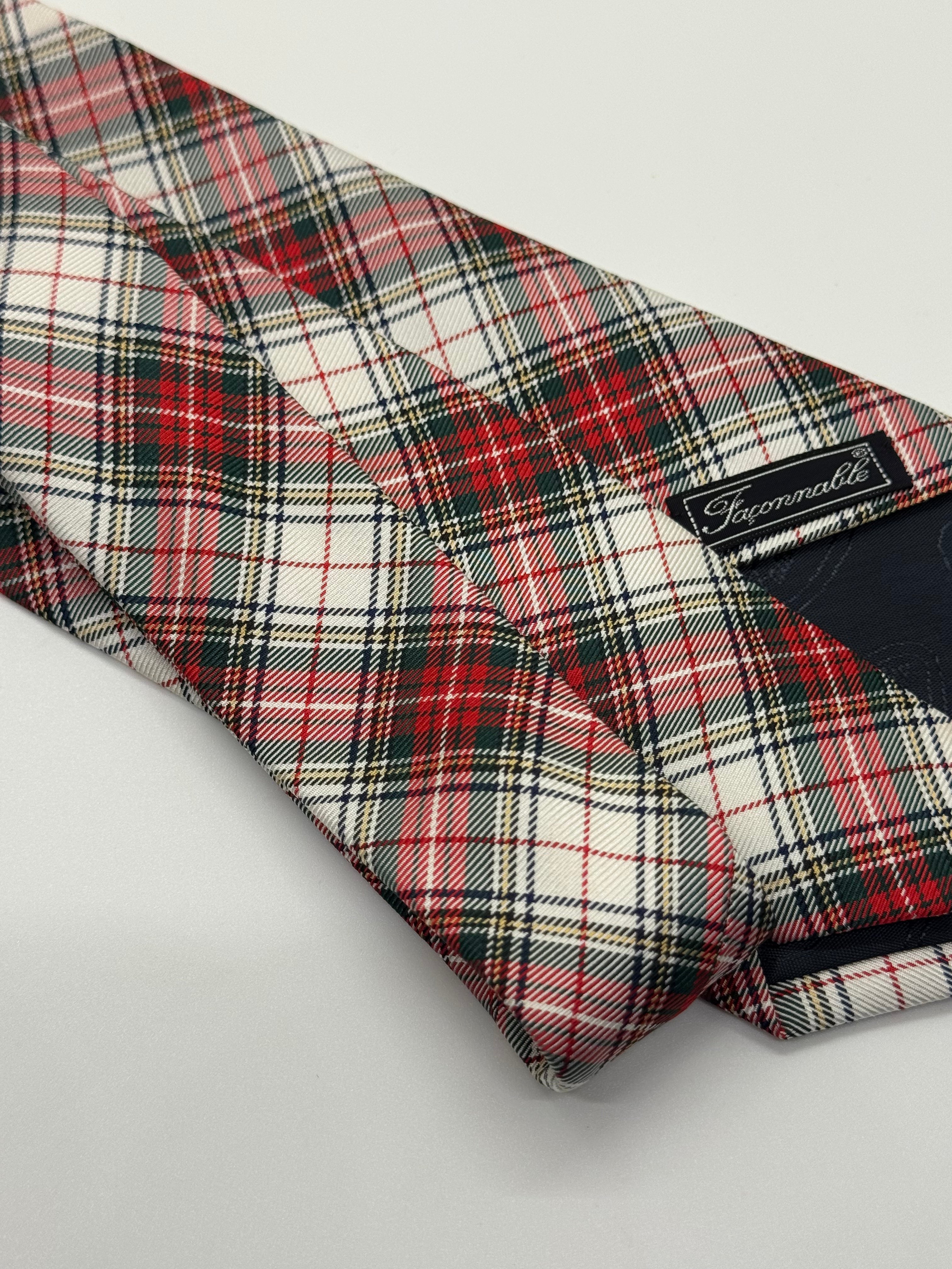 Faconnable Red Tartan Plaid Tie