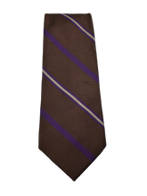 Load image into Gallery viewer, Espresso Plum Stripe Silk Tie
