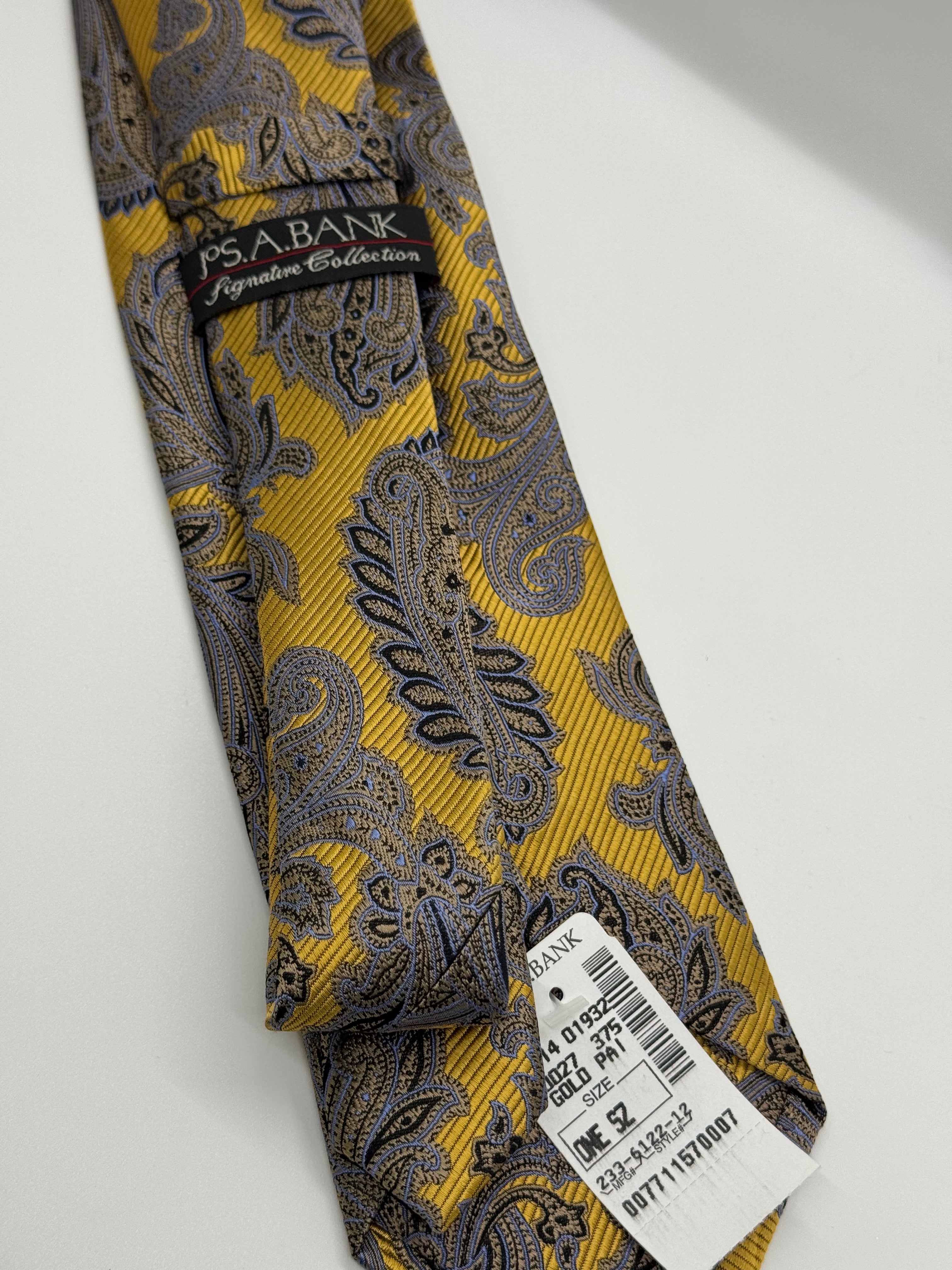 NWT Jos. A. Bank Signature Collection – Gold Paisley Silk Tie