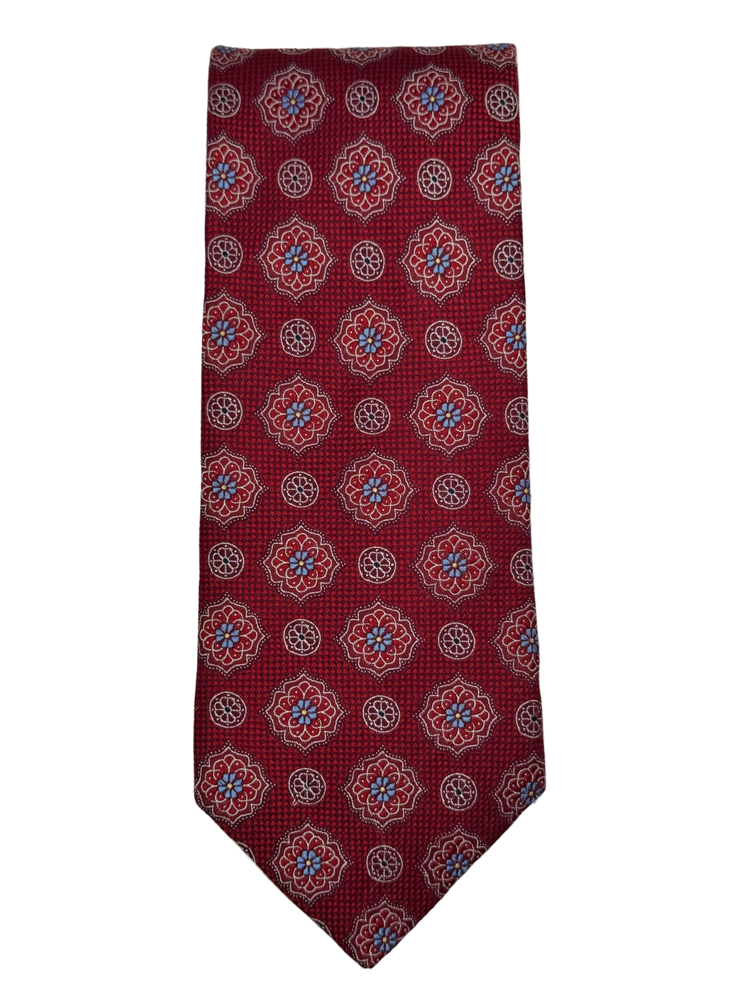 Cremieux Red Medallion Silk Tie – Handmade in the USA