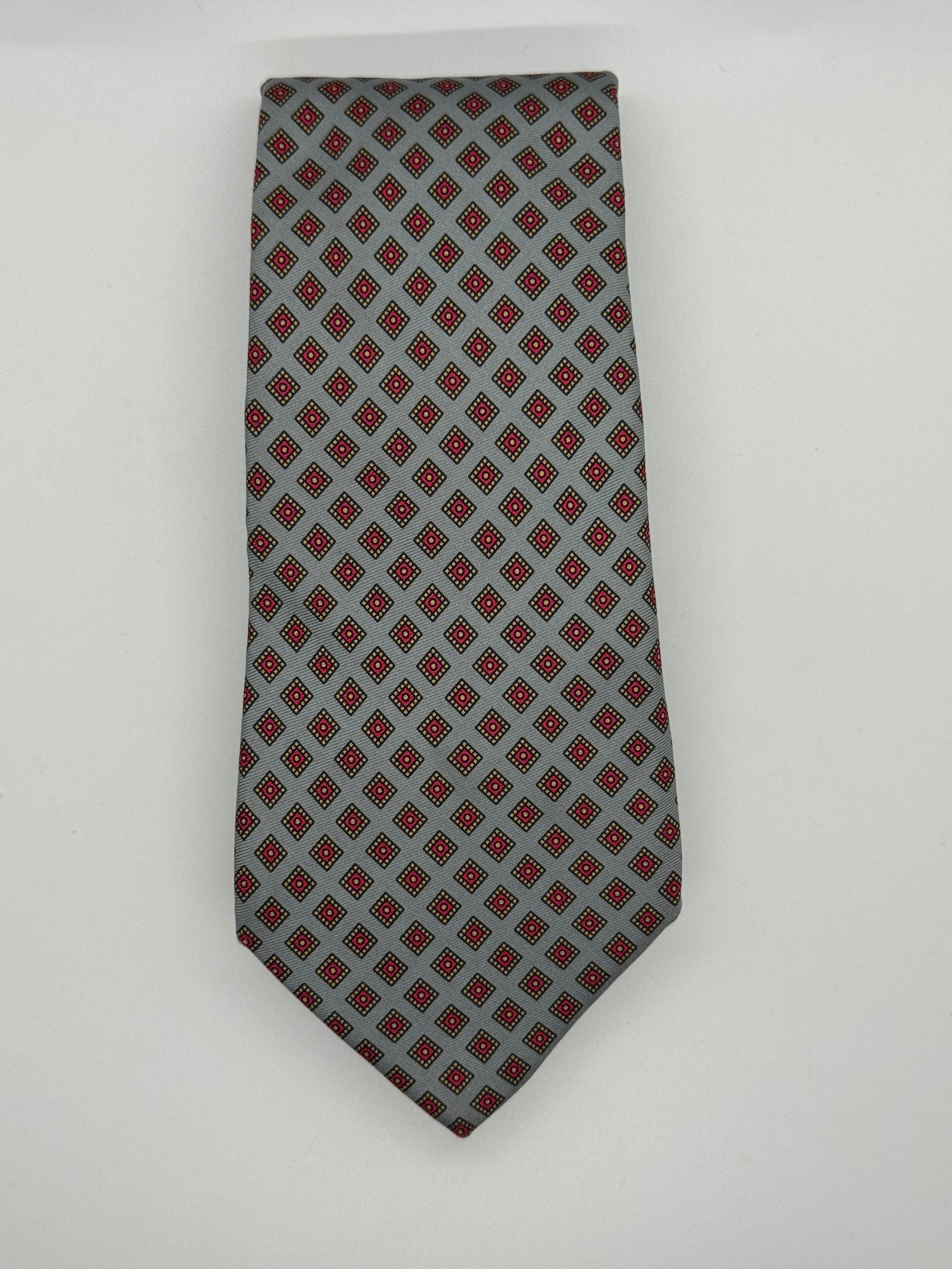 Gordon & Davis Silver Geometric Medallion Tie
