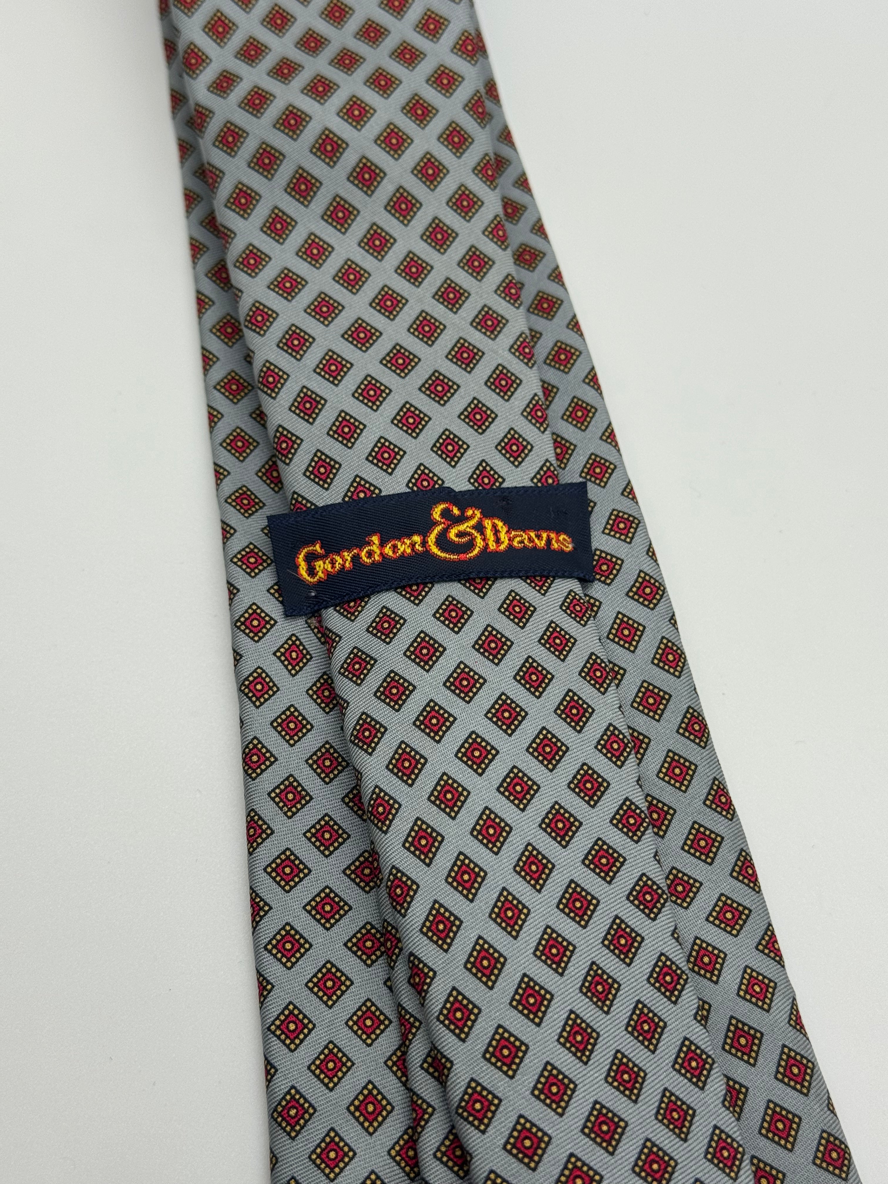 Gordon & Davis Silver Geometric Medallion Tie