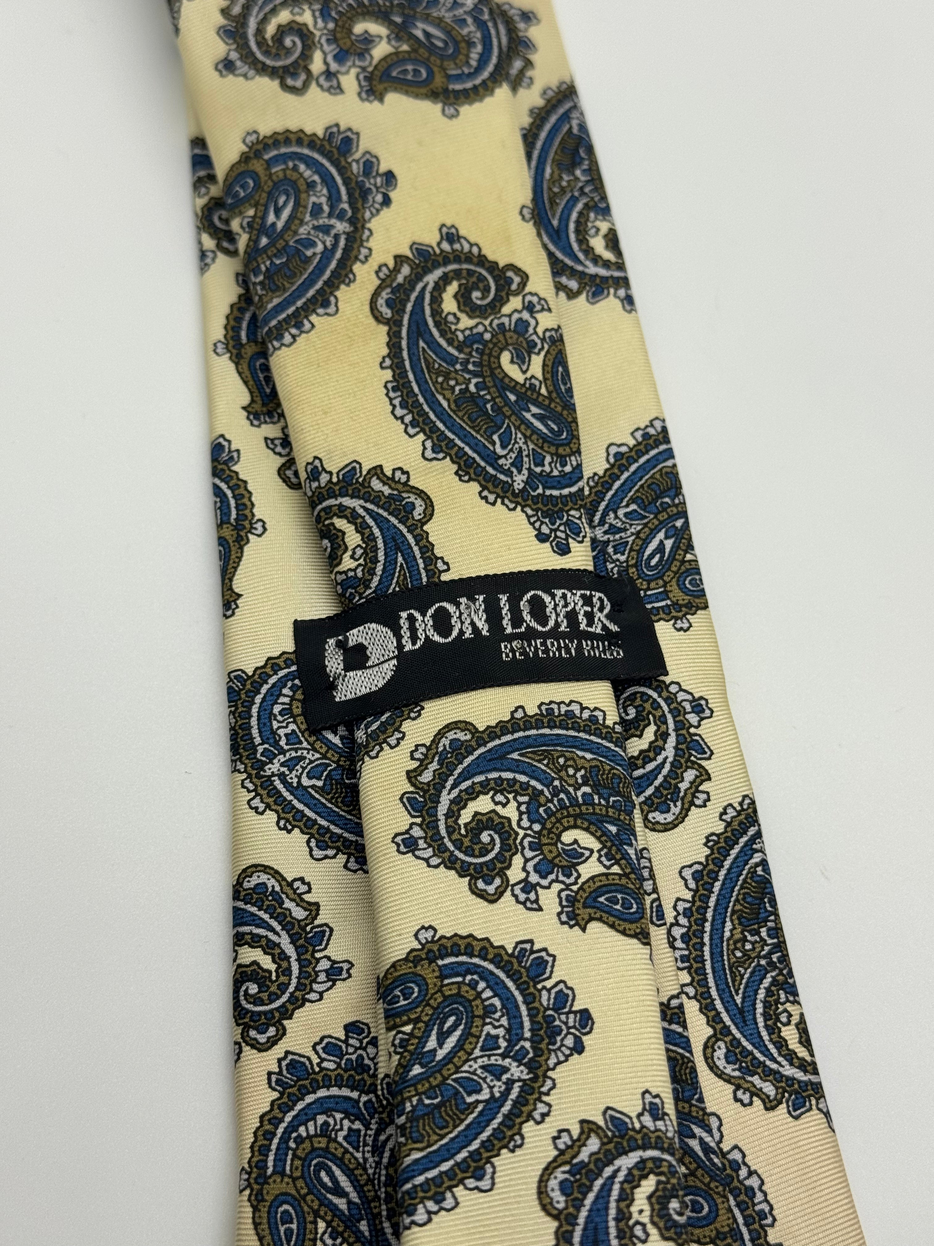 Don Loper Beverly Hills Cream & Blue Paisley Tie